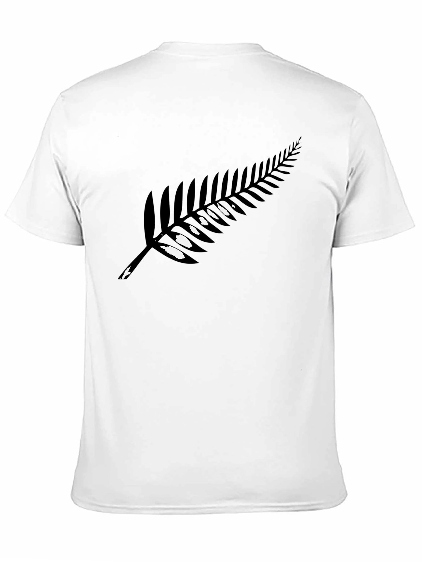 Black Men's Black T-Shirt with Silver Fern Design view 11