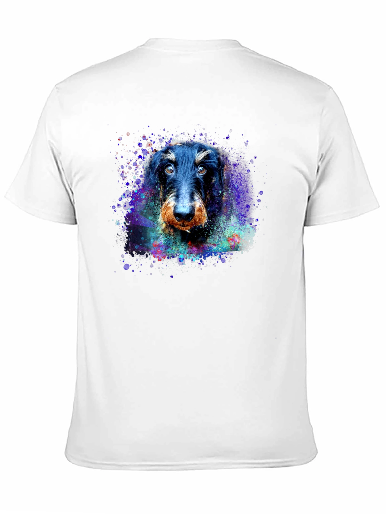 Black Dachshund Dog Watercolor Art Print Black T-Shirt view 11