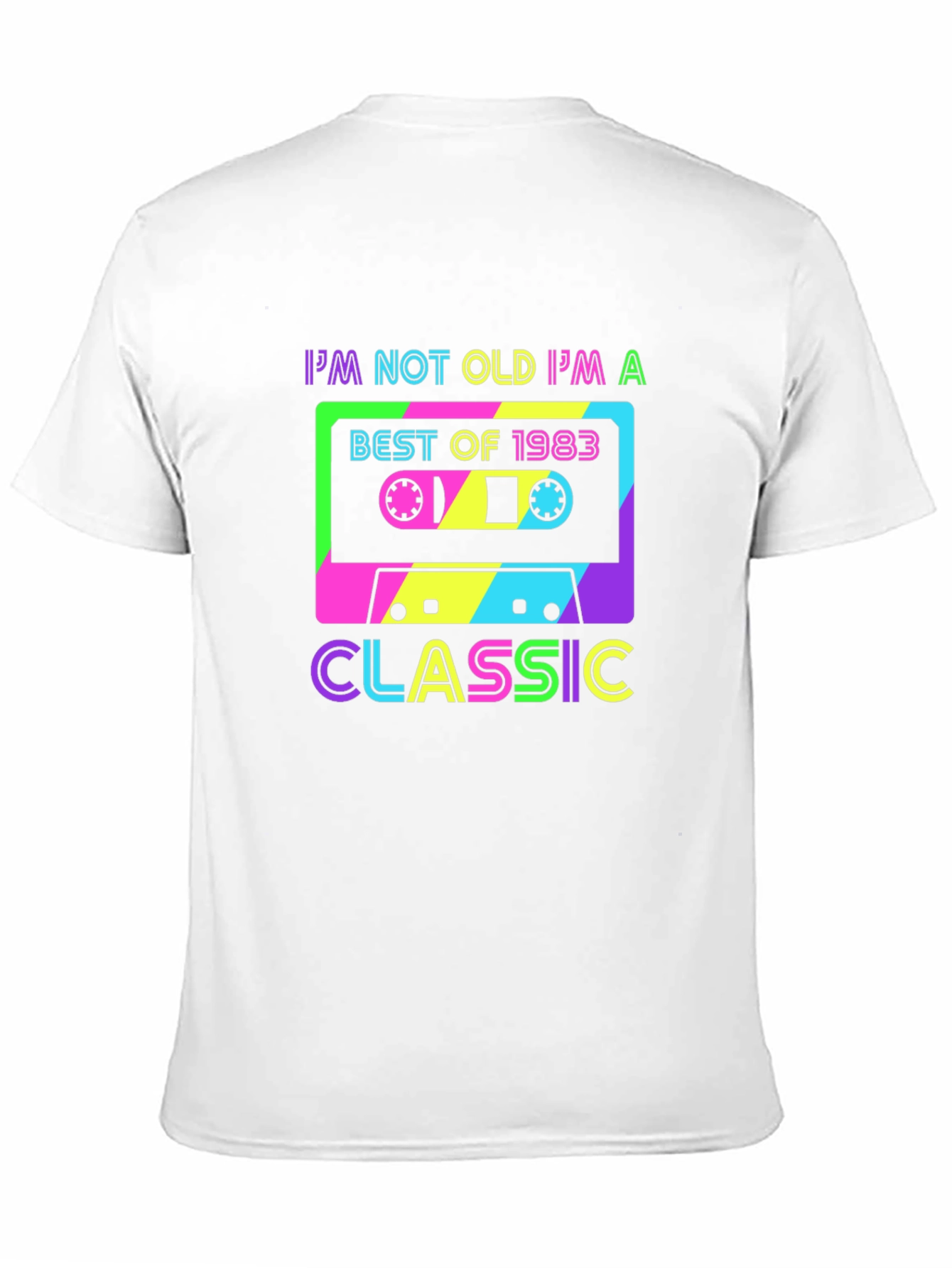 Black Retro 1983 Cassette Tape Classic T-Shirt view 11