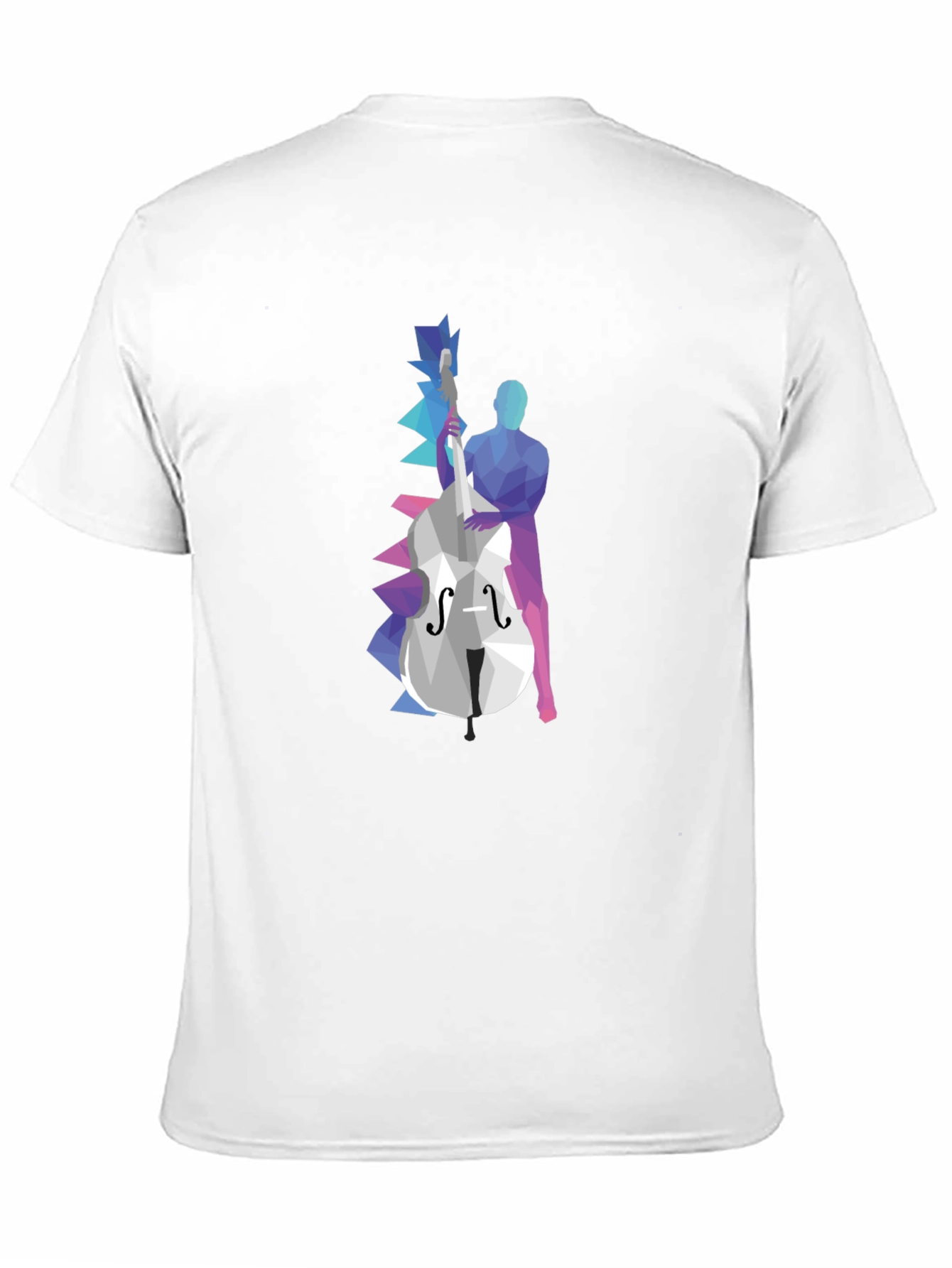 Black Abstract Bass Player Graphic Tee - Black Cotton T-Shirt view 11