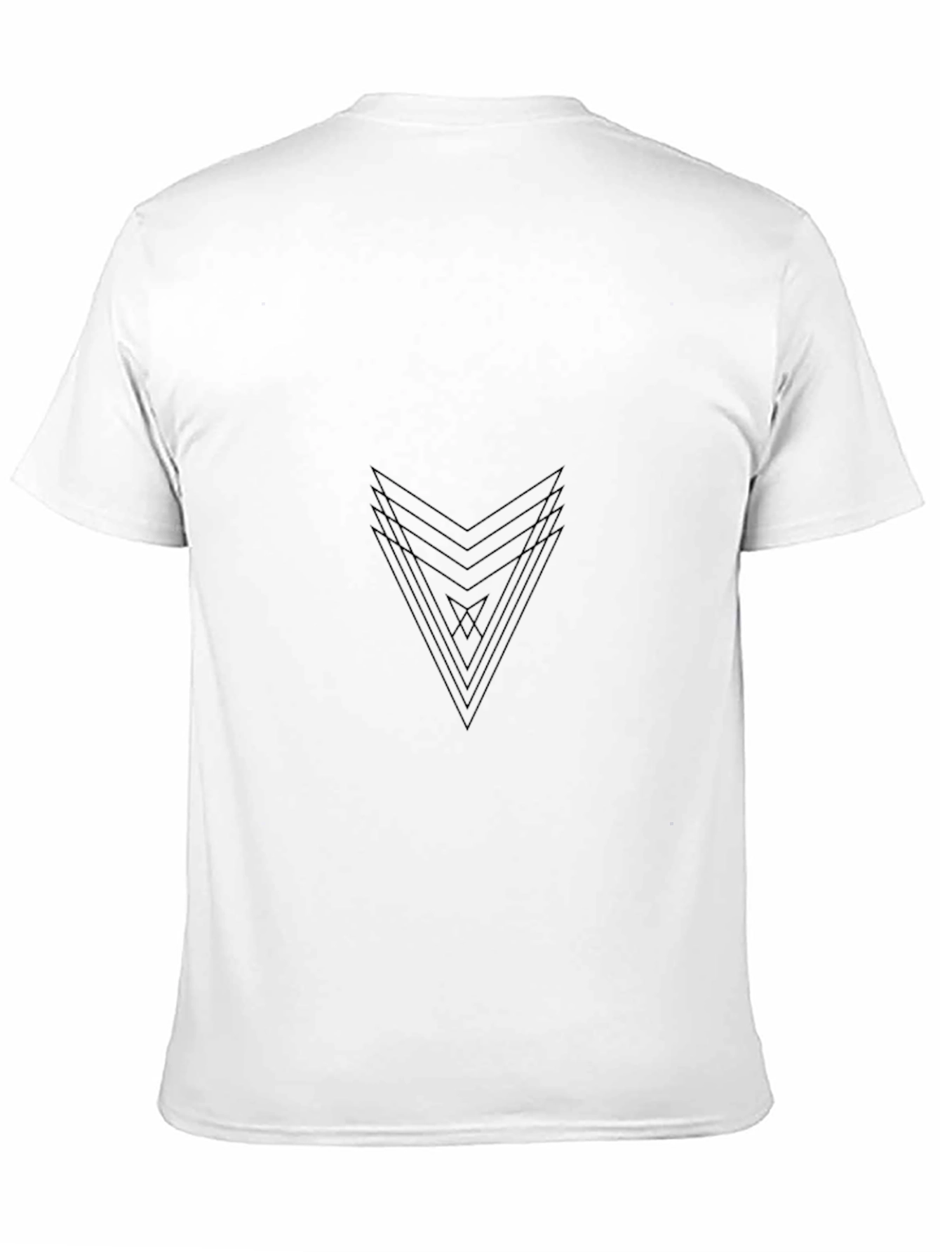 Black Modern Geometric Triangle T-Shirt - Black view 11