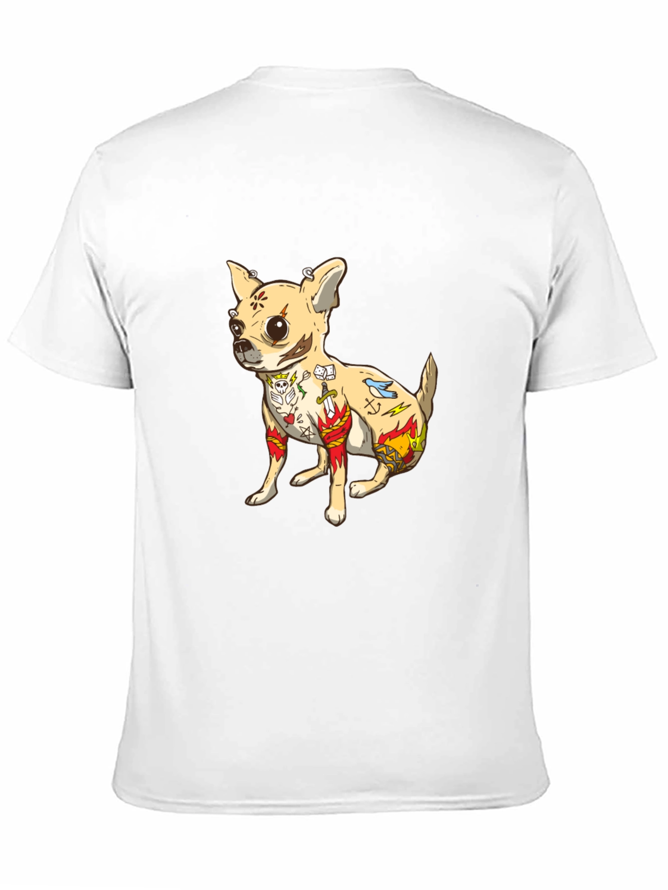 Tattooed Chihuahua Graphic Tee - Black Cotton T-Shirt - 11