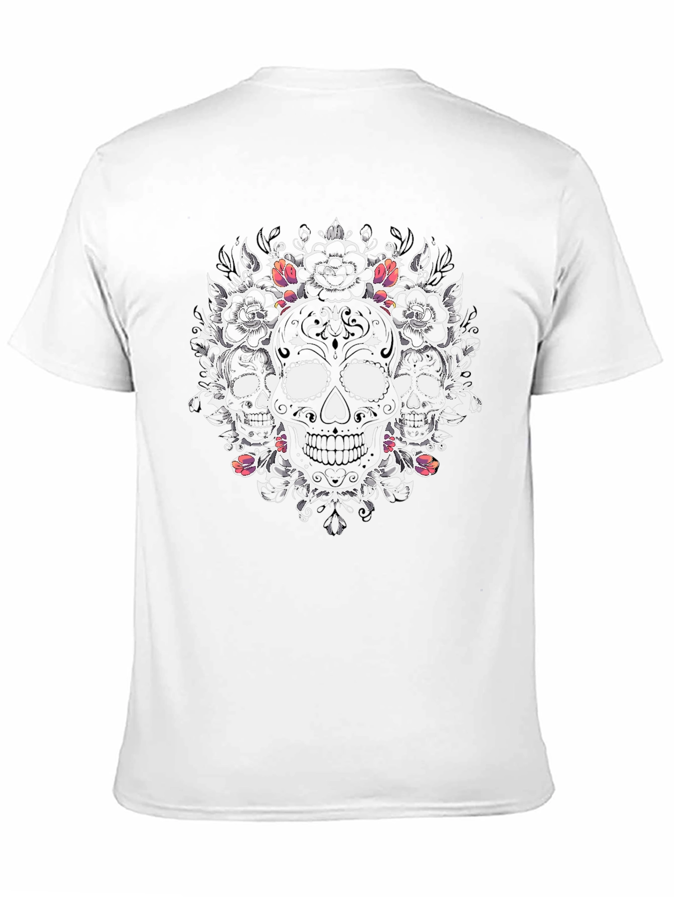 Black Skull Floral Graphic Tee - Mens Black T-Shirt view 11