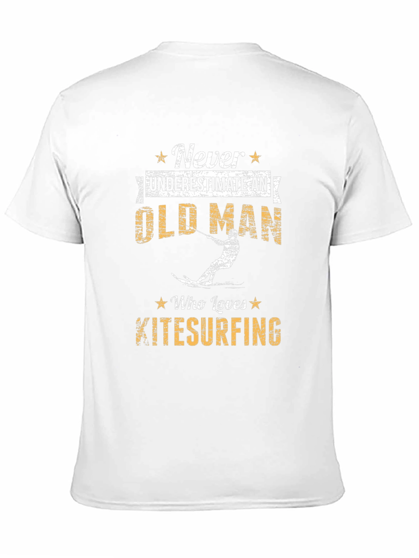 Black Never Underestimate Old Man Kitesurfing Graphic Tee view 11