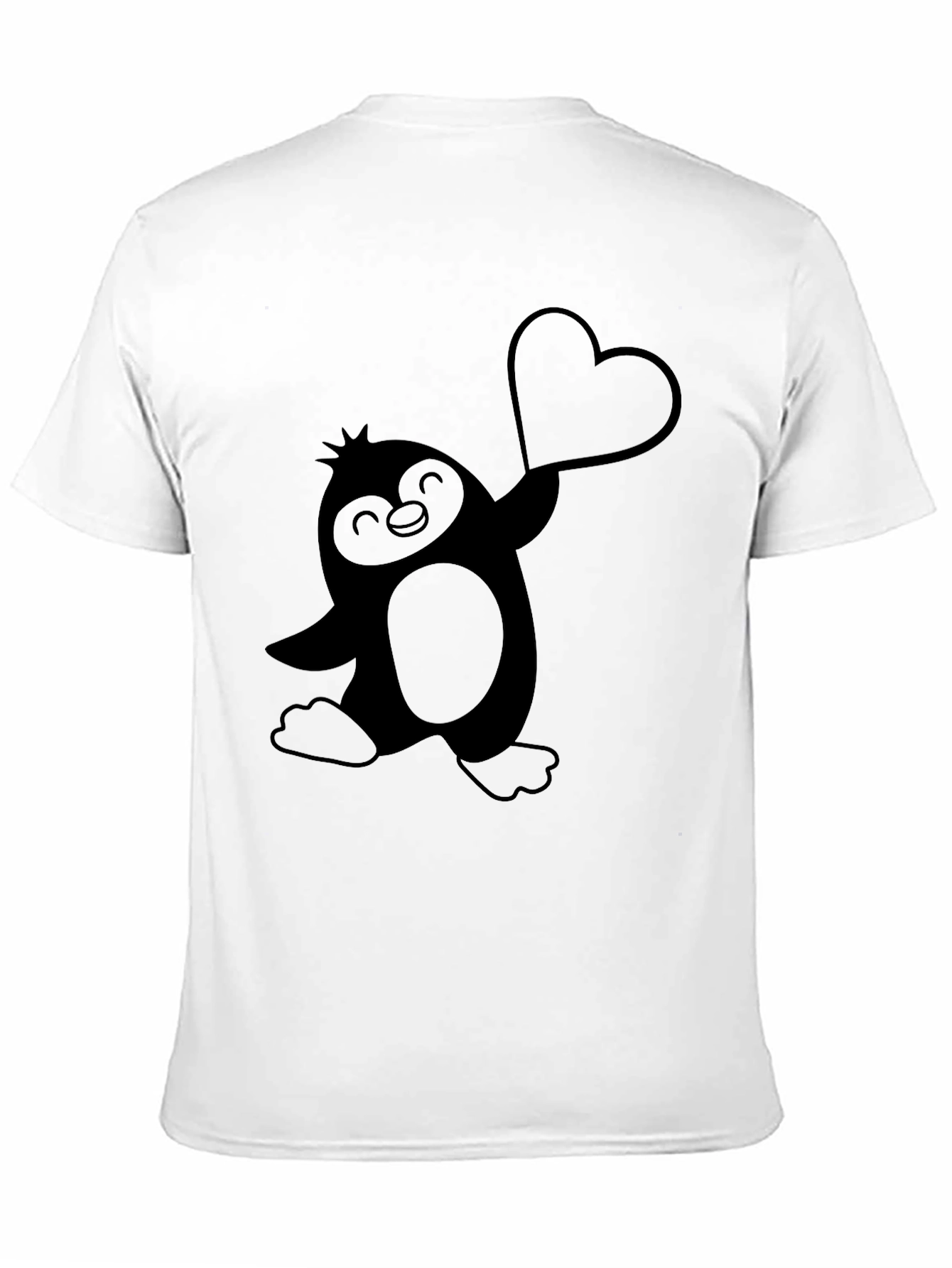 Black Cute Penguin Heart T-Shirt - Men's Black Tee view 11