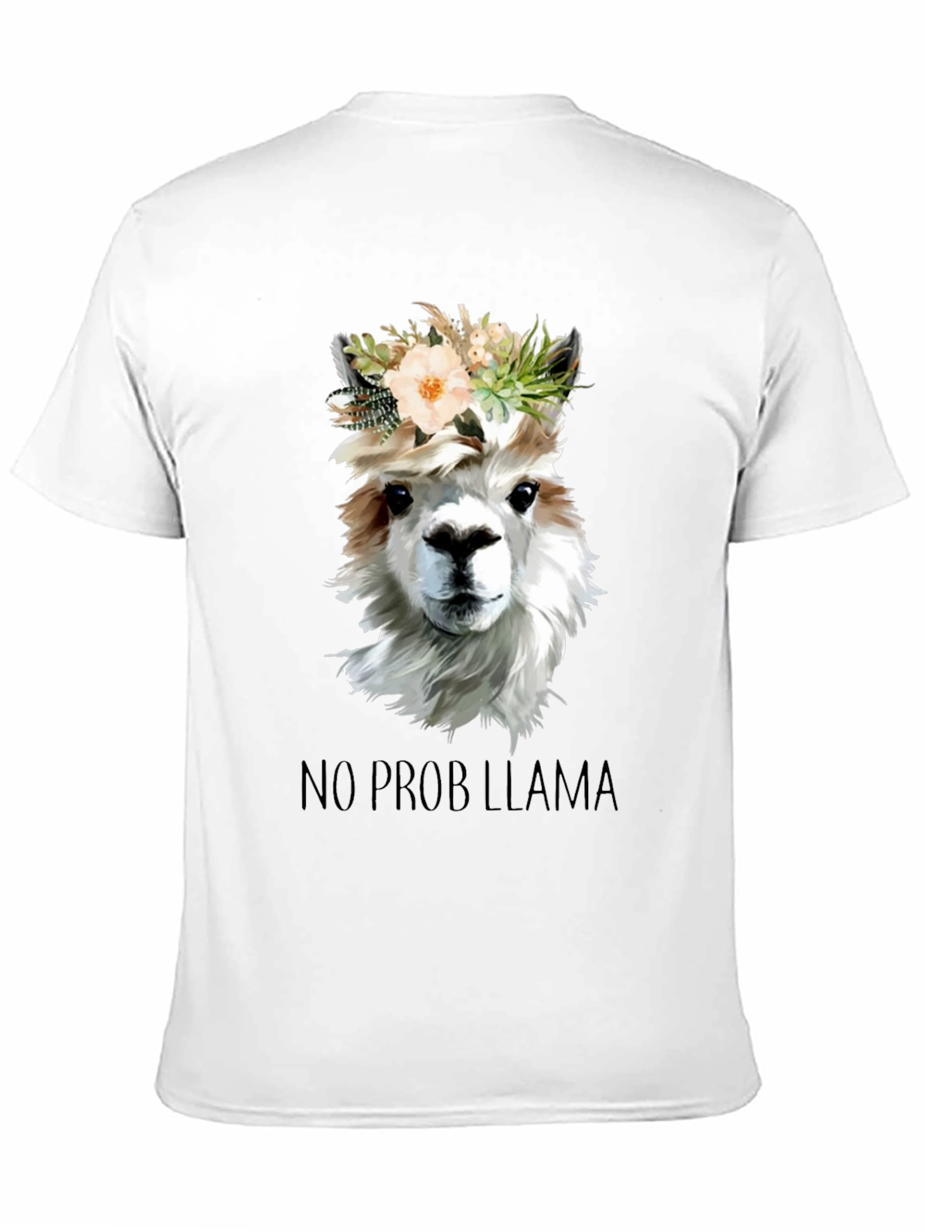 Black No Prob Llama T-Shirt - Floral Crown Alpaca Graphic Tee view 11