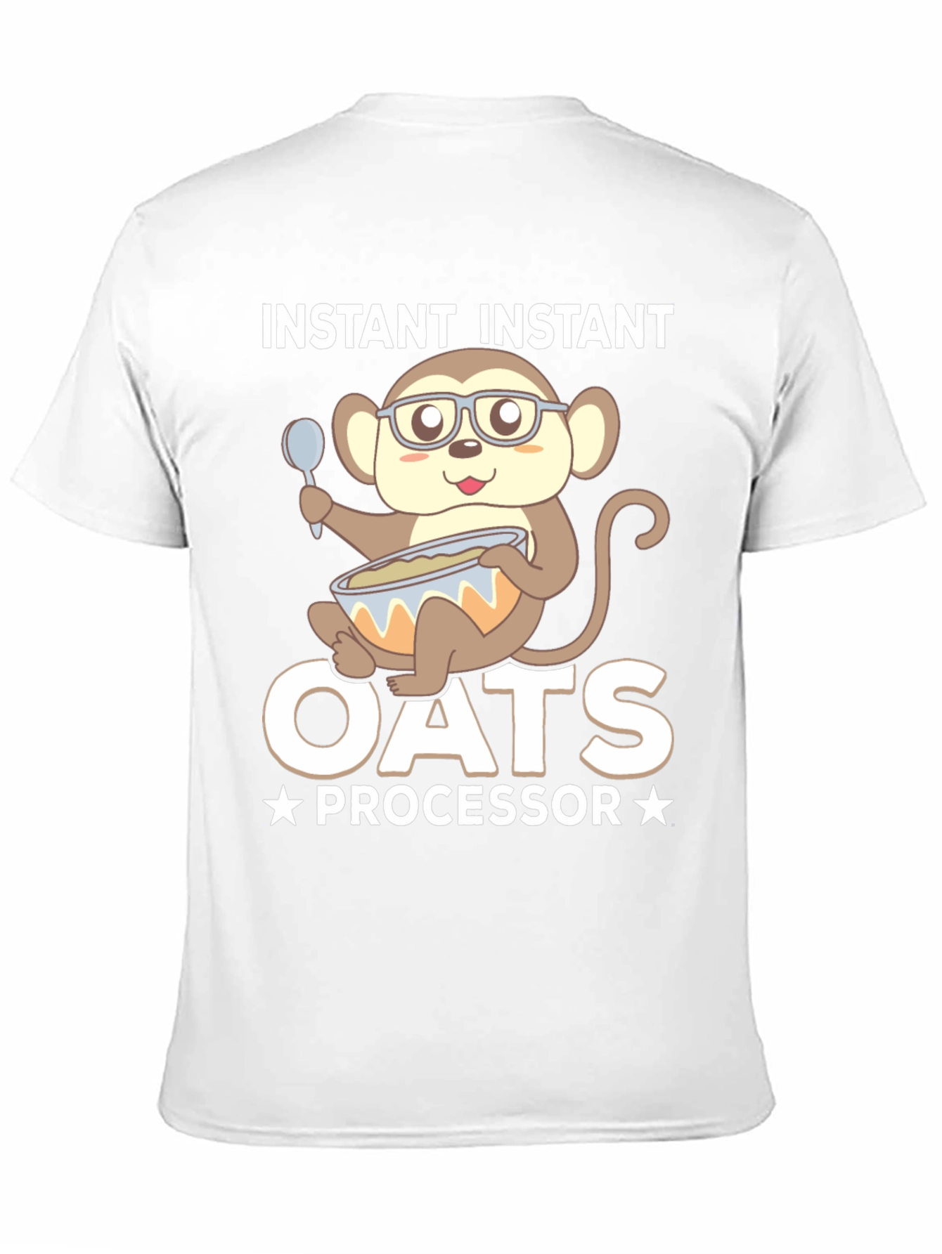 Black Instant Oats Processor Funny Monkey T-Shirt view 11