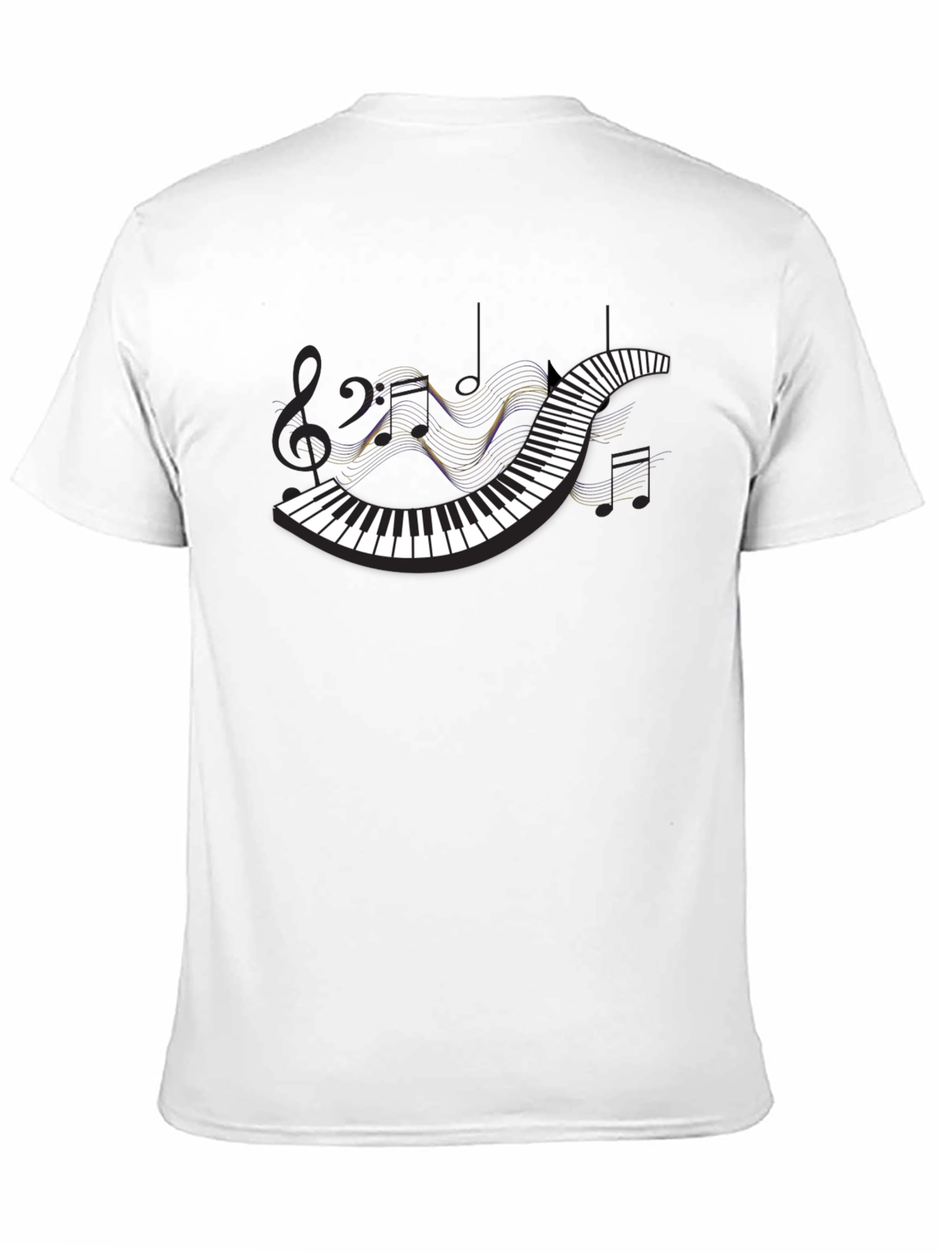 Black Piano Keys Music Notes Black T-Shirt view 11