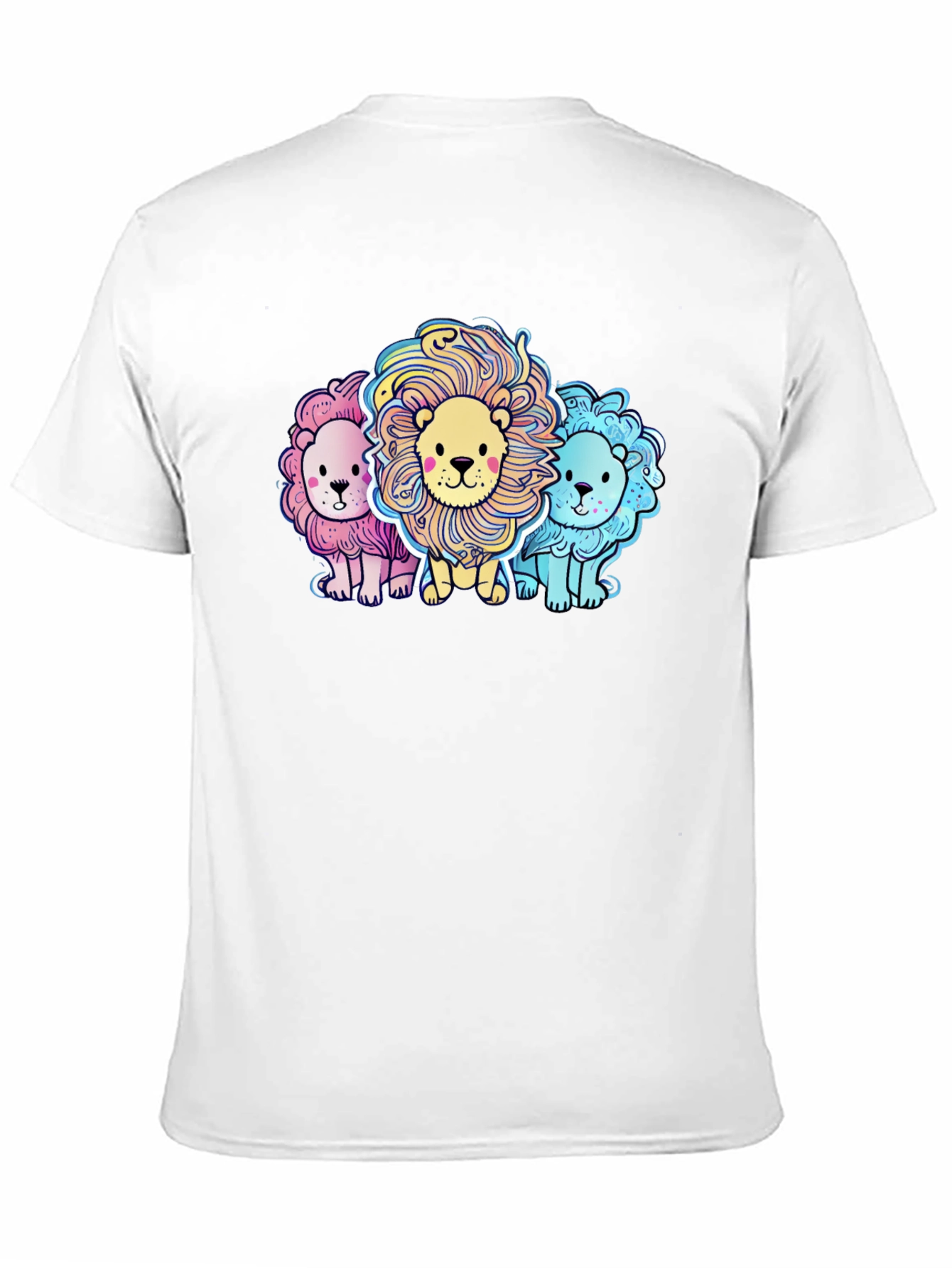 Black Cute Cartoon Lions Graphic Tee view 11