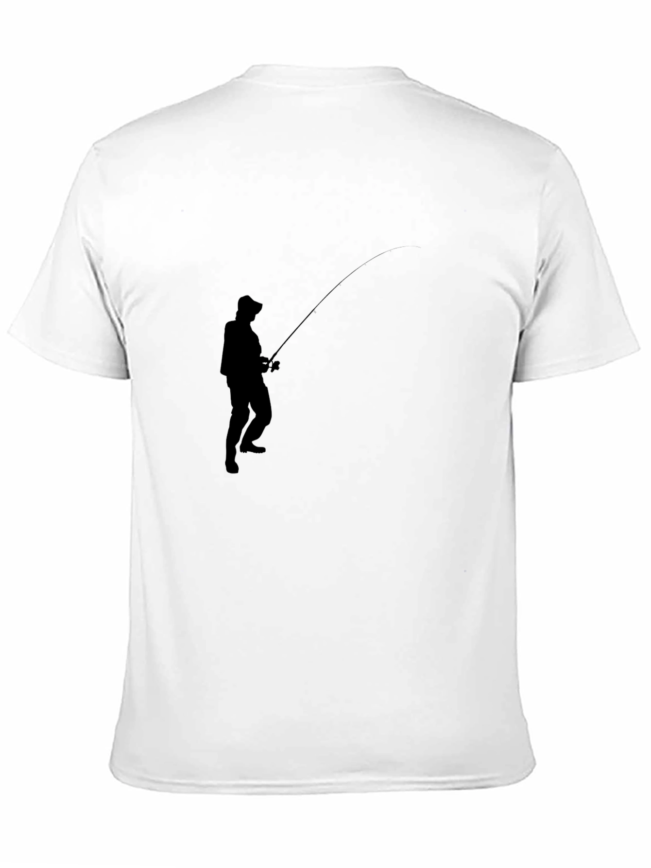 Black Fishing Silhouette Graphic Tee - Classic Black Cotton Blend view 11