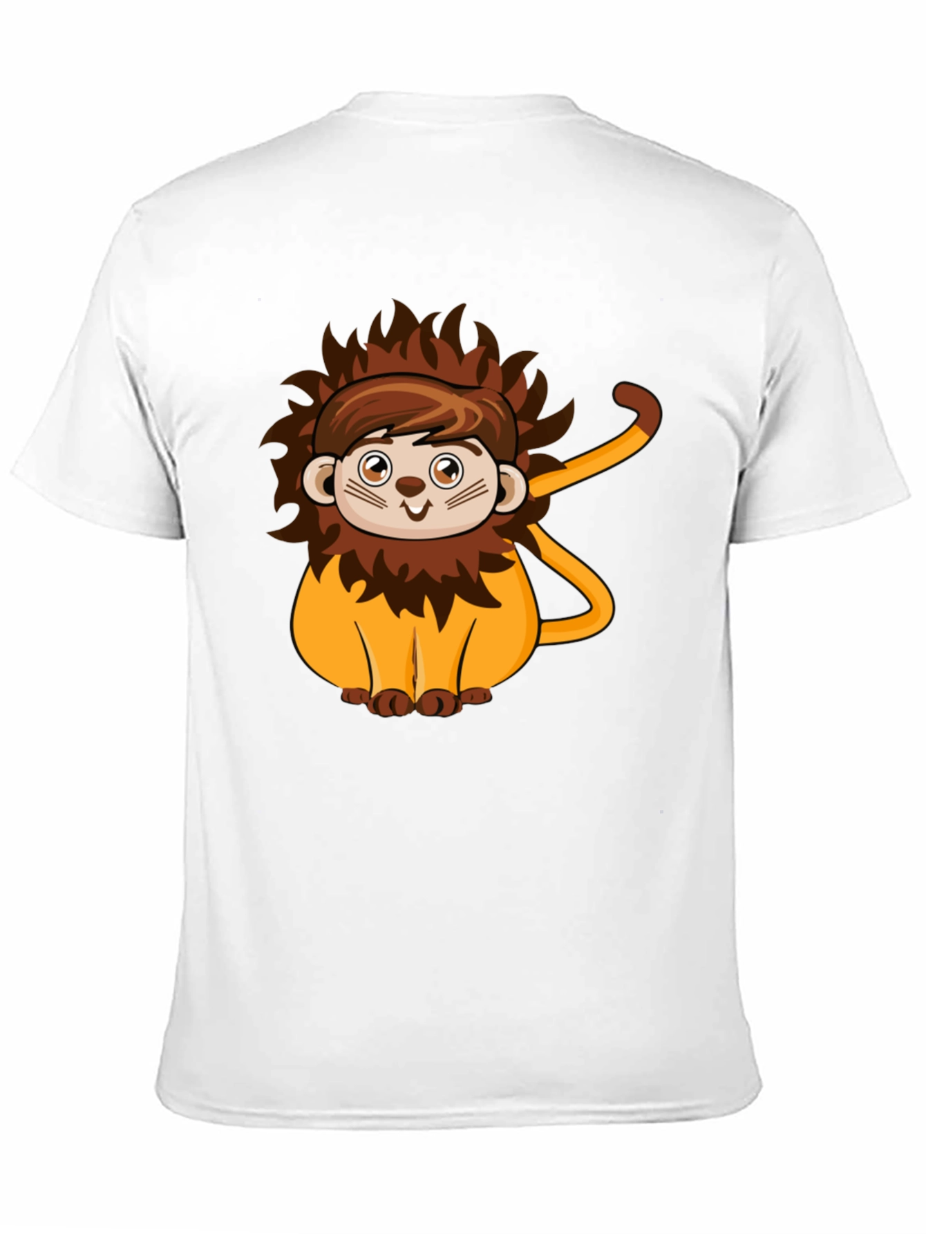 Black Cute Lion Cartoon Black T-Shirt view 11
