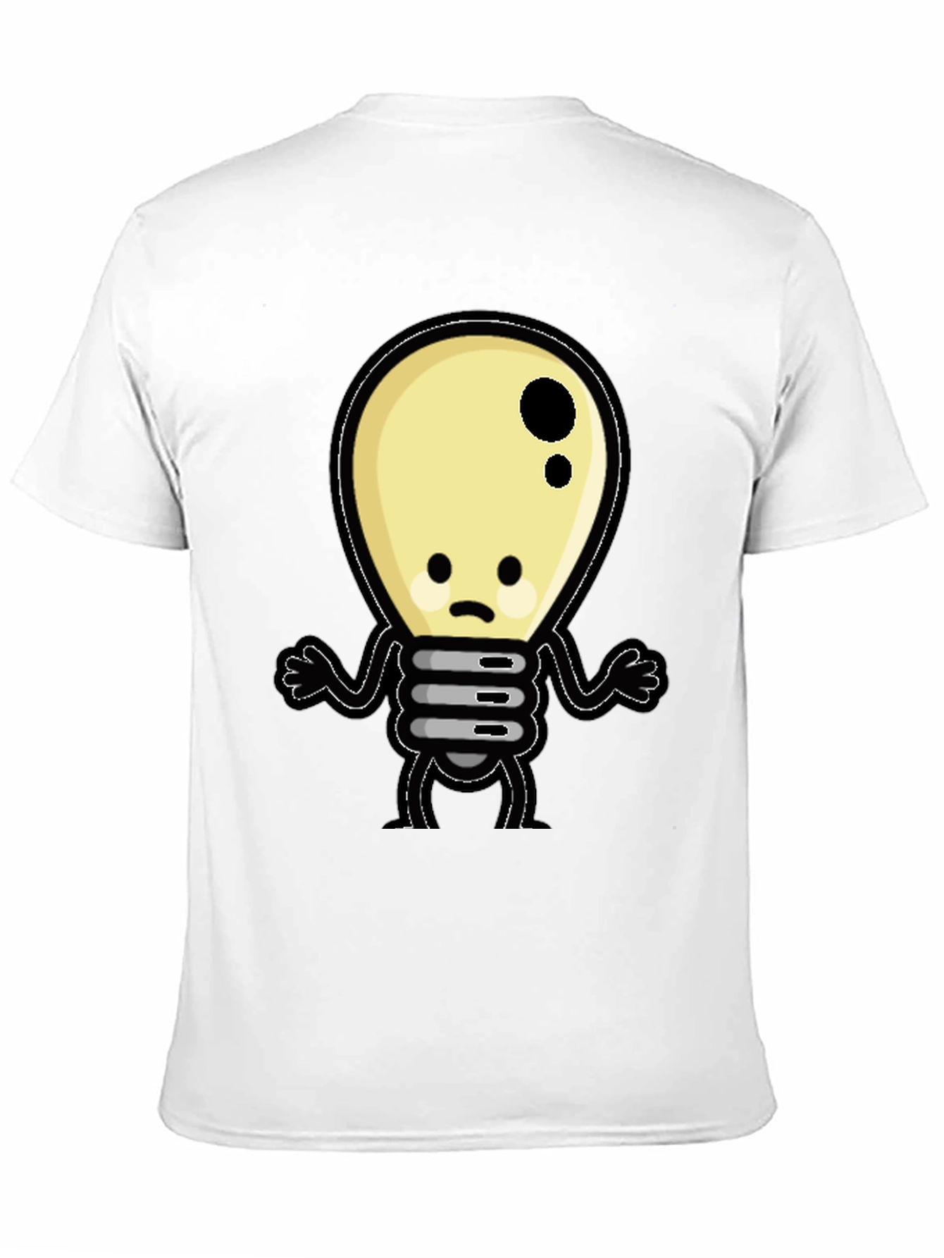 Black Sad Light Bulb Graphic T-Shirt - Black Cotton Tee view 11