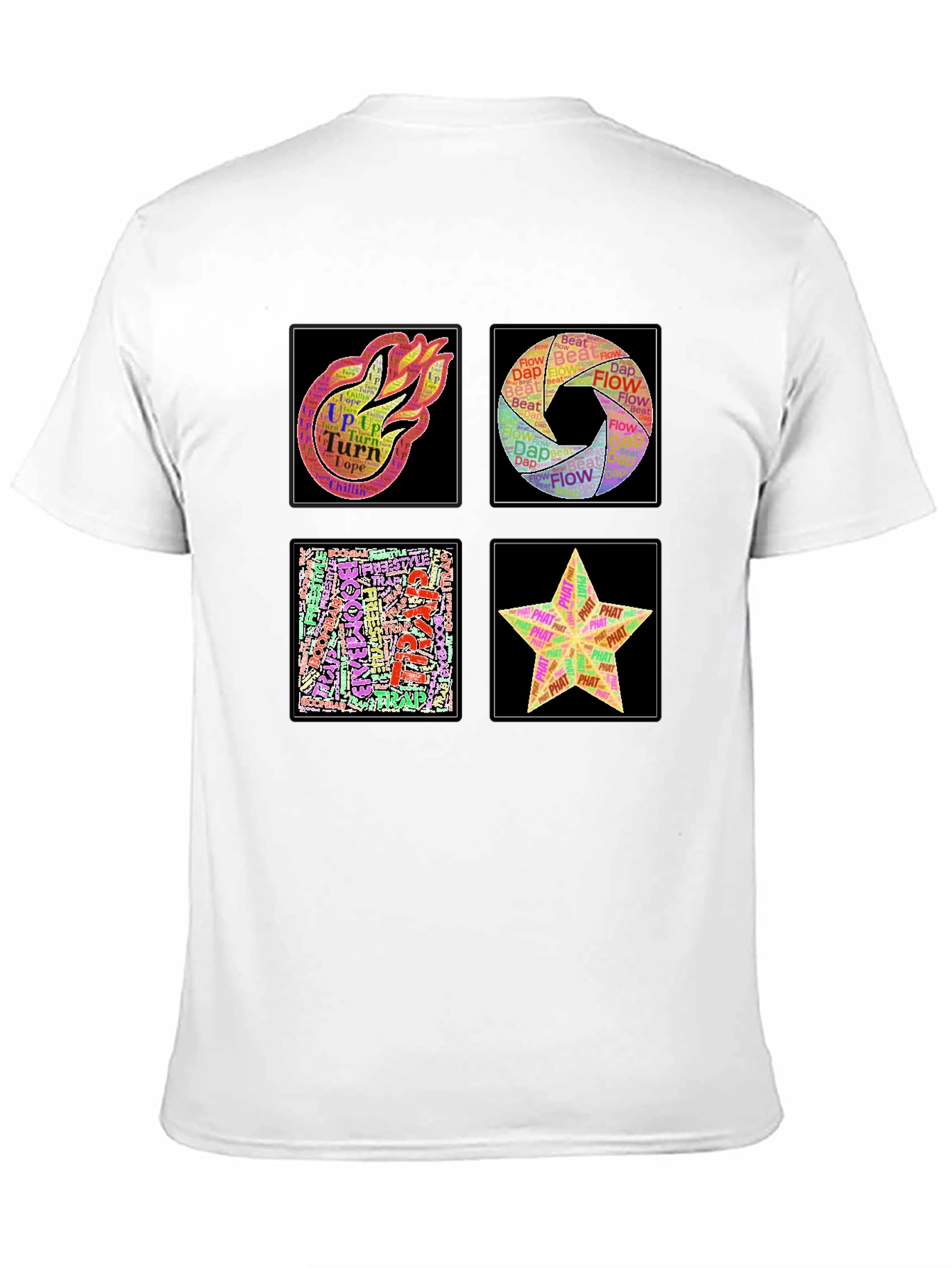 Black Abstract Art Word Design Men's Black T-Shirt view 11