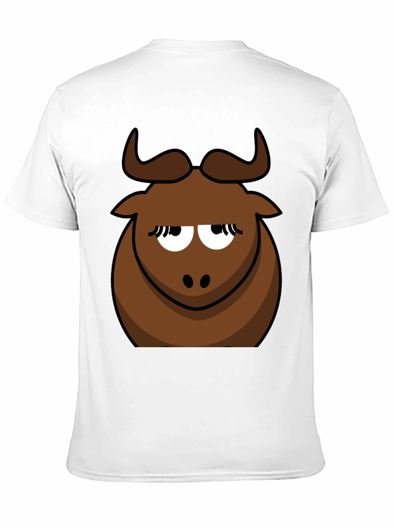 Black Funny Cartoon Bull Graphic Tee - Black Cotton T-Shirt view 11