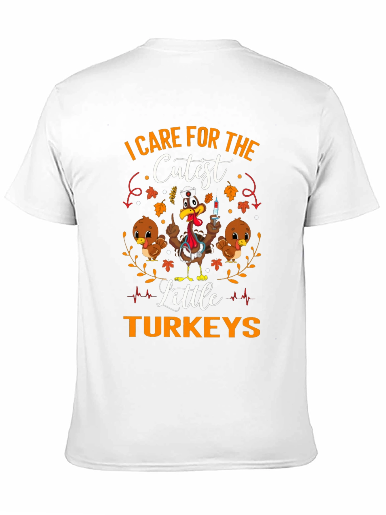 Black I Care For The Cutest Little Turkeys Graphic T-Shirt view 11