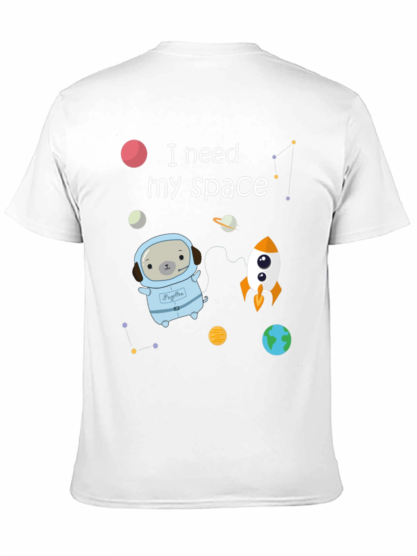 Black Space Pug T-Shirt view 11