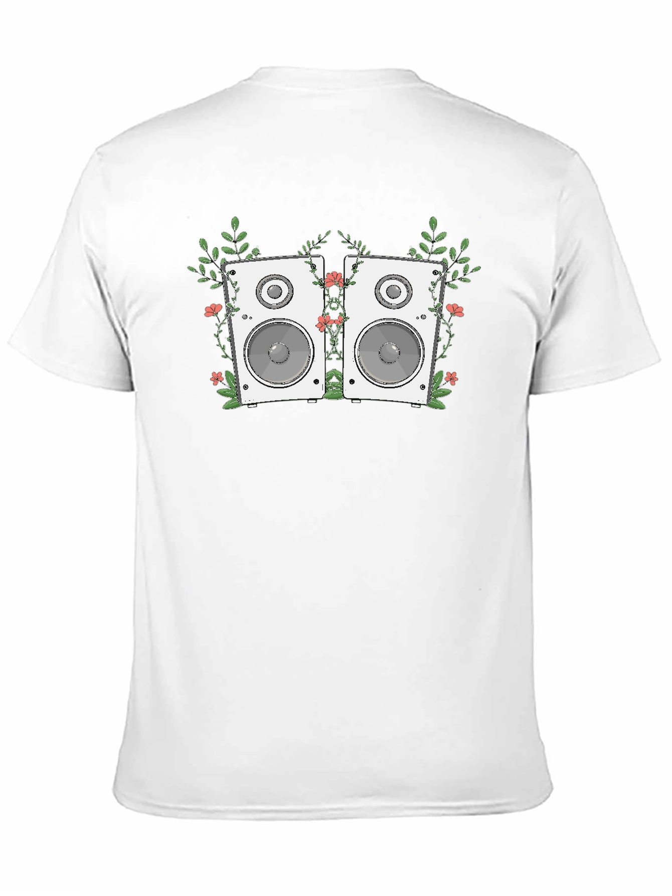 Black Floral Speaker Graphic Tee - Black Cotton T-Shirt view 11