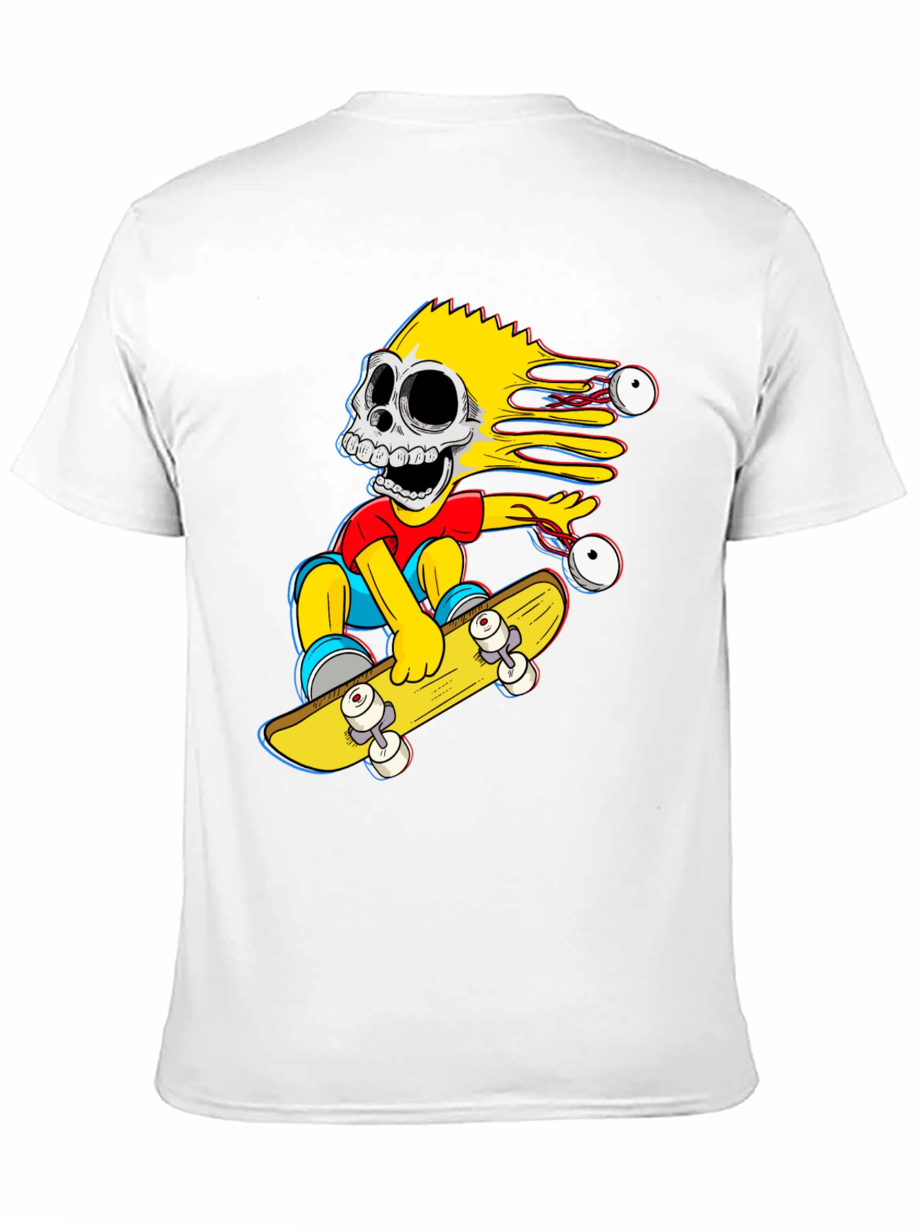 Black Skeleton Bart Simpson Skateboard Graphic Tee view 11