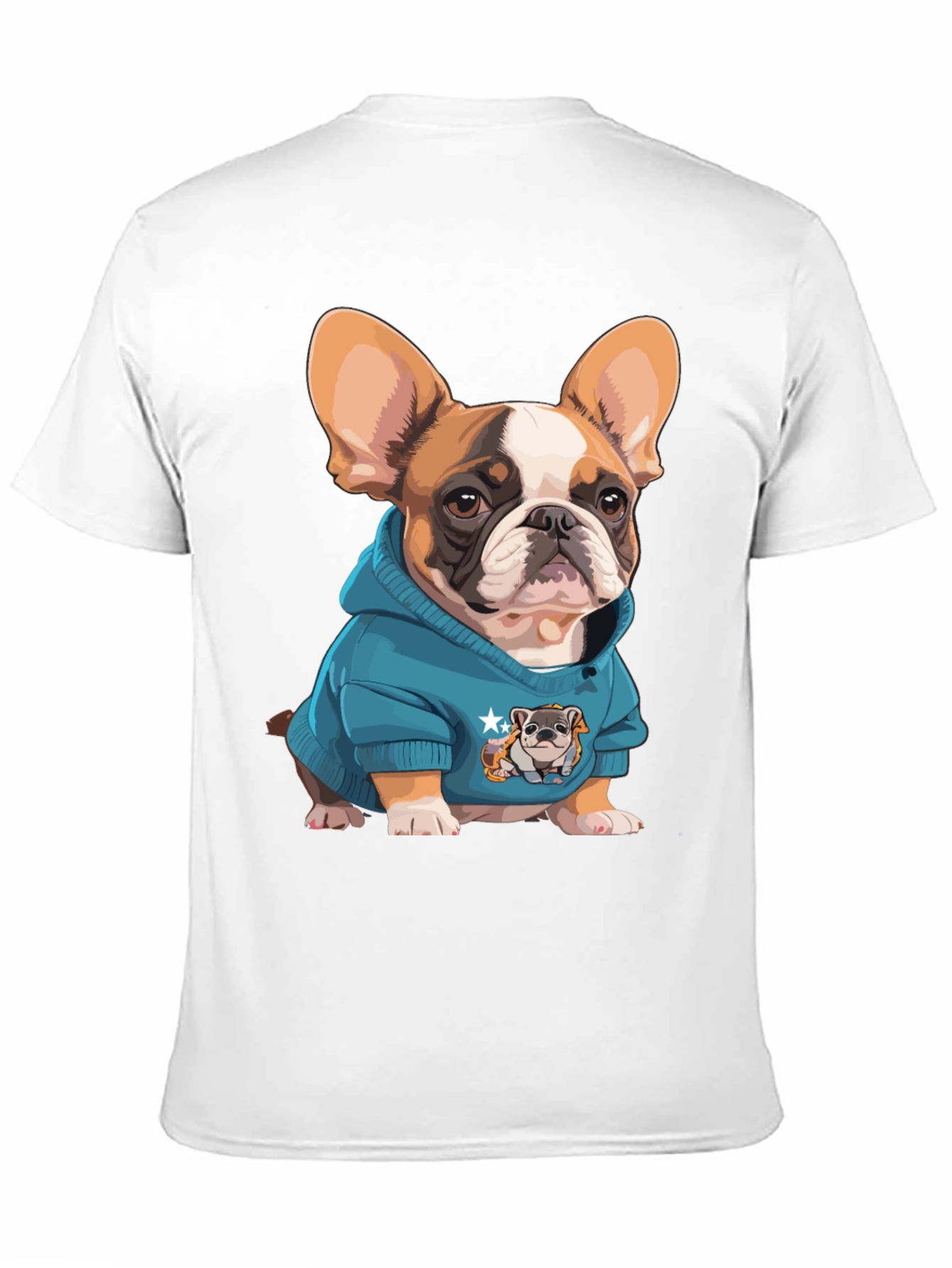 Black Bulldog in Hoodie Graphic Tee - Cute Dog Lover Shirt view 11