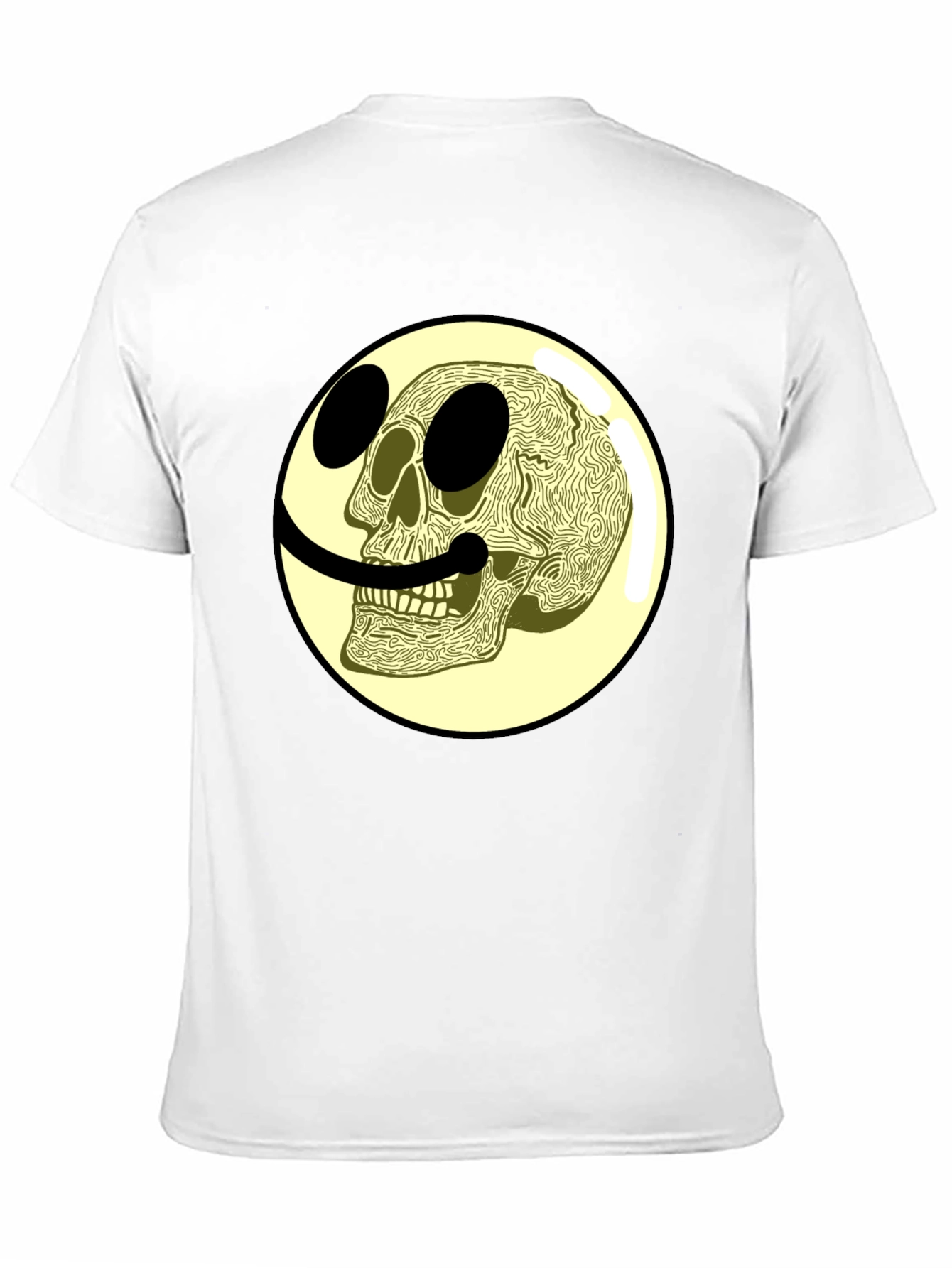 Black Skull Smiley Face Graphic Tee view 11
