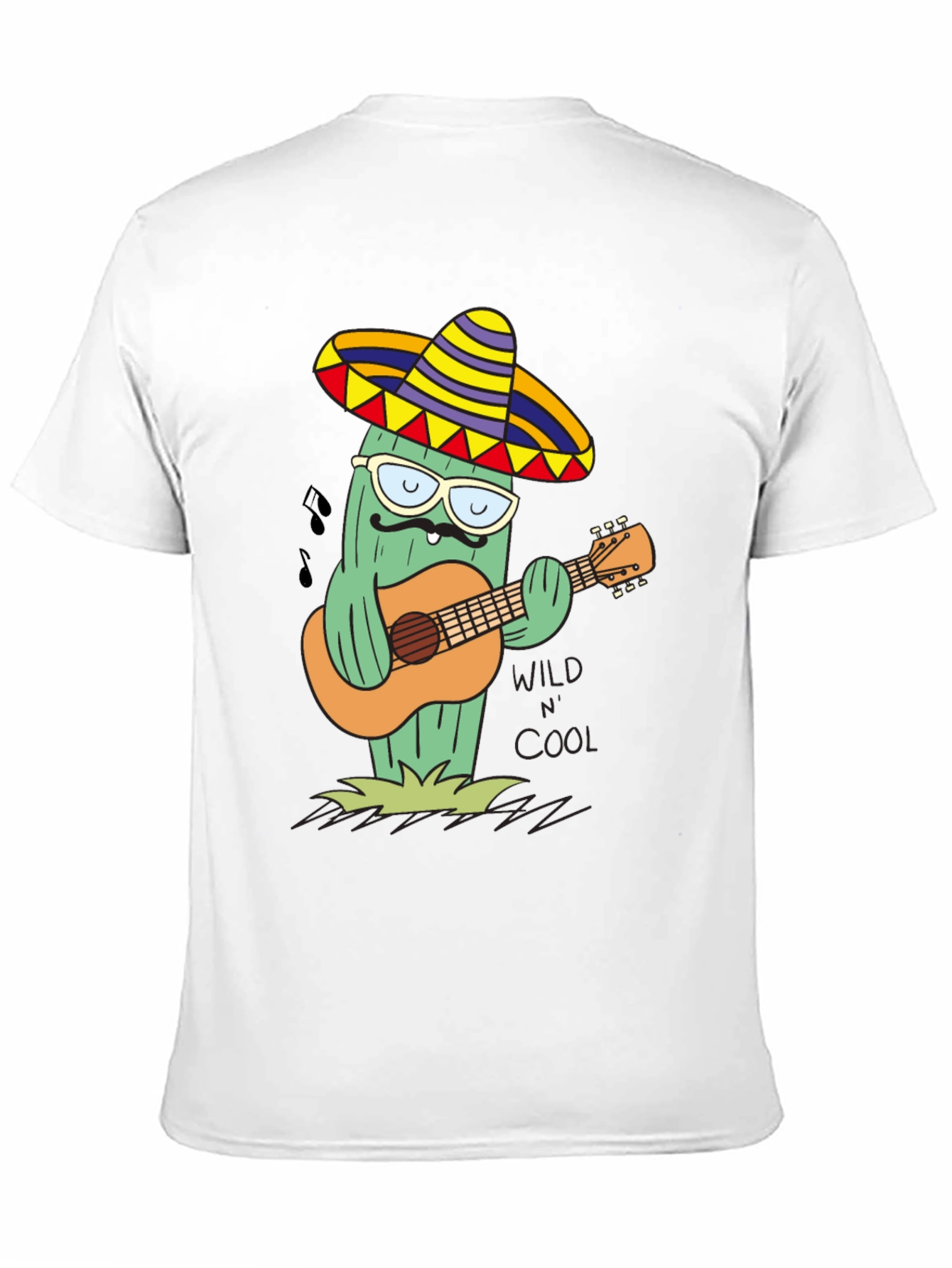 Black Cool Cactus Guitarist T-Shirt - Wild & Cool view 11