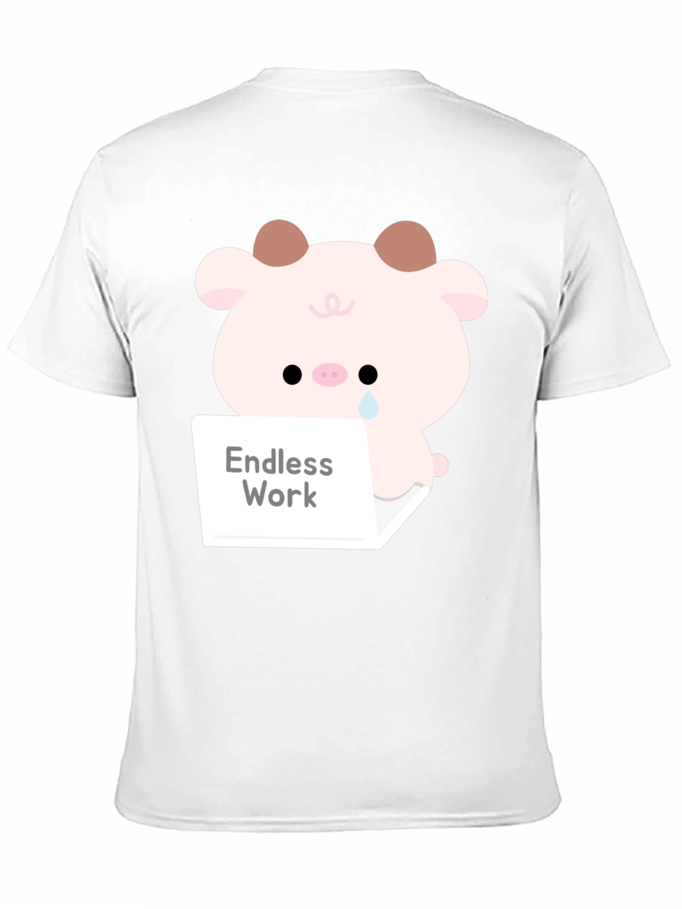 Black Endless Work Pig T-Shirt - Cute Graphic Tee view 11