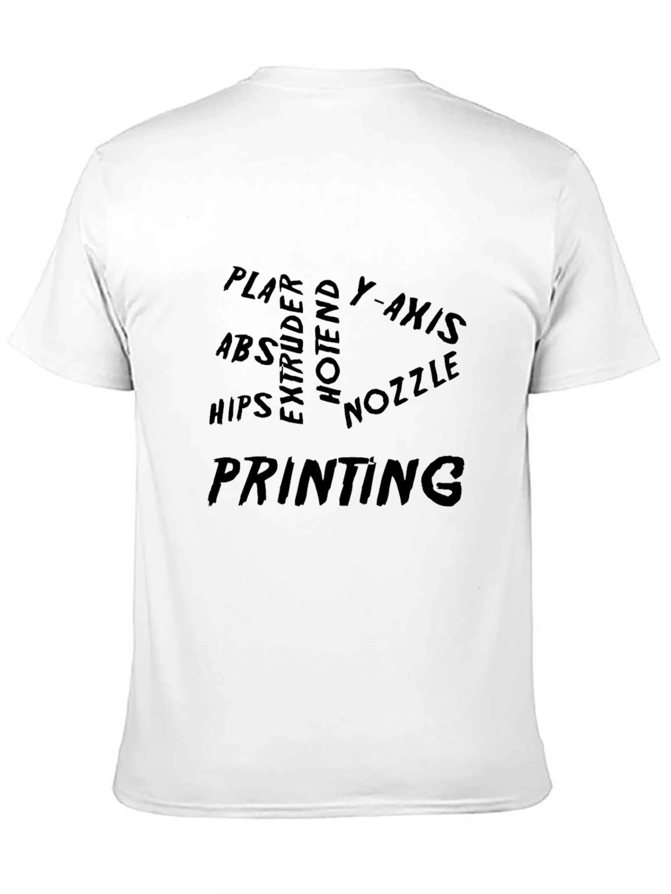 Black 3D Printing Word Cloud Black T-Shirt view 11