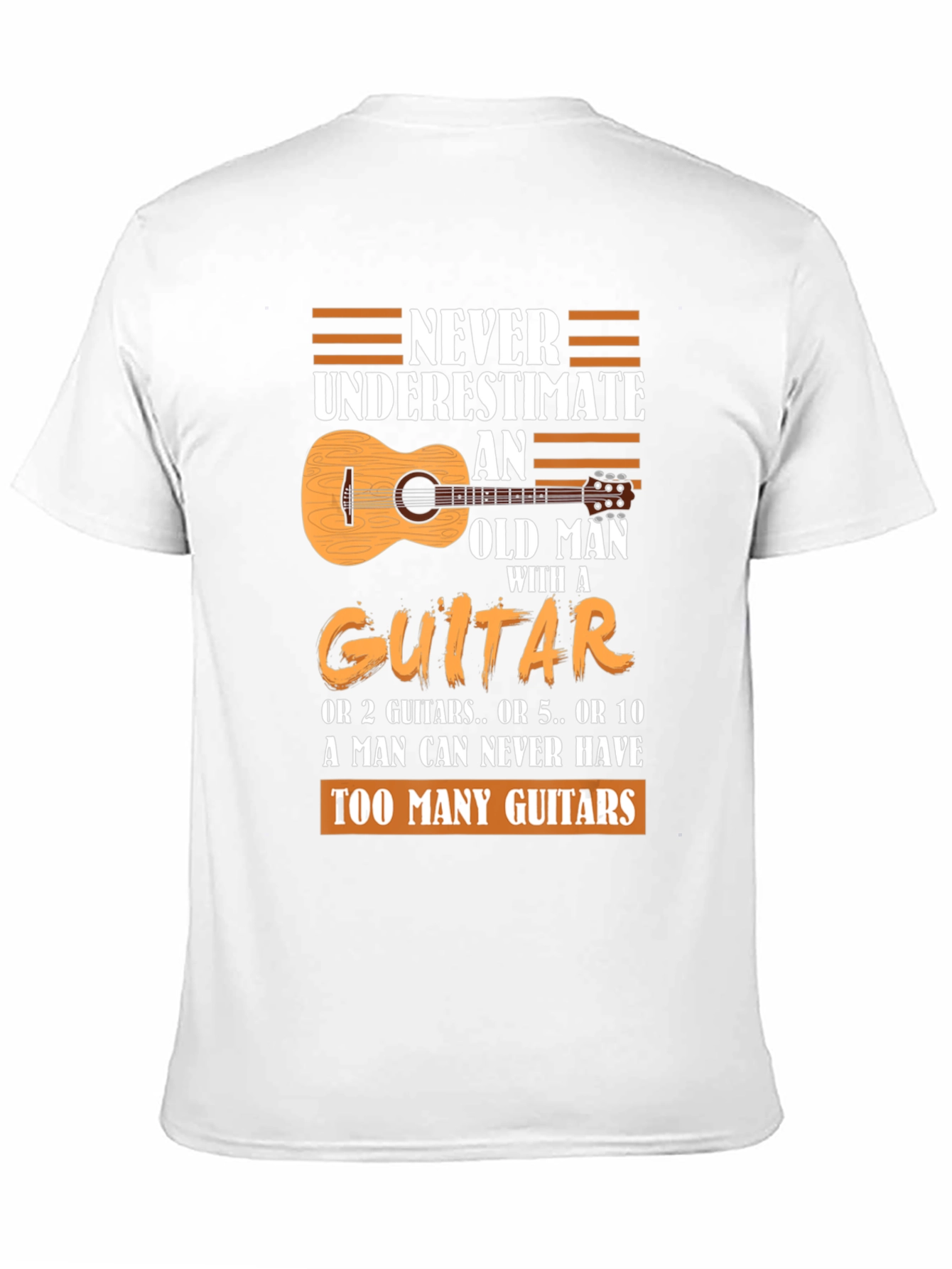 Black Never Underestimate Old Man Guitar T-Shirt view 11