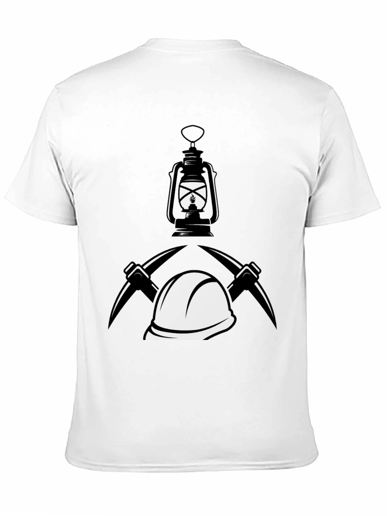 Black Miner's Motif Graphic Tee - Black Cotton Blend view 11