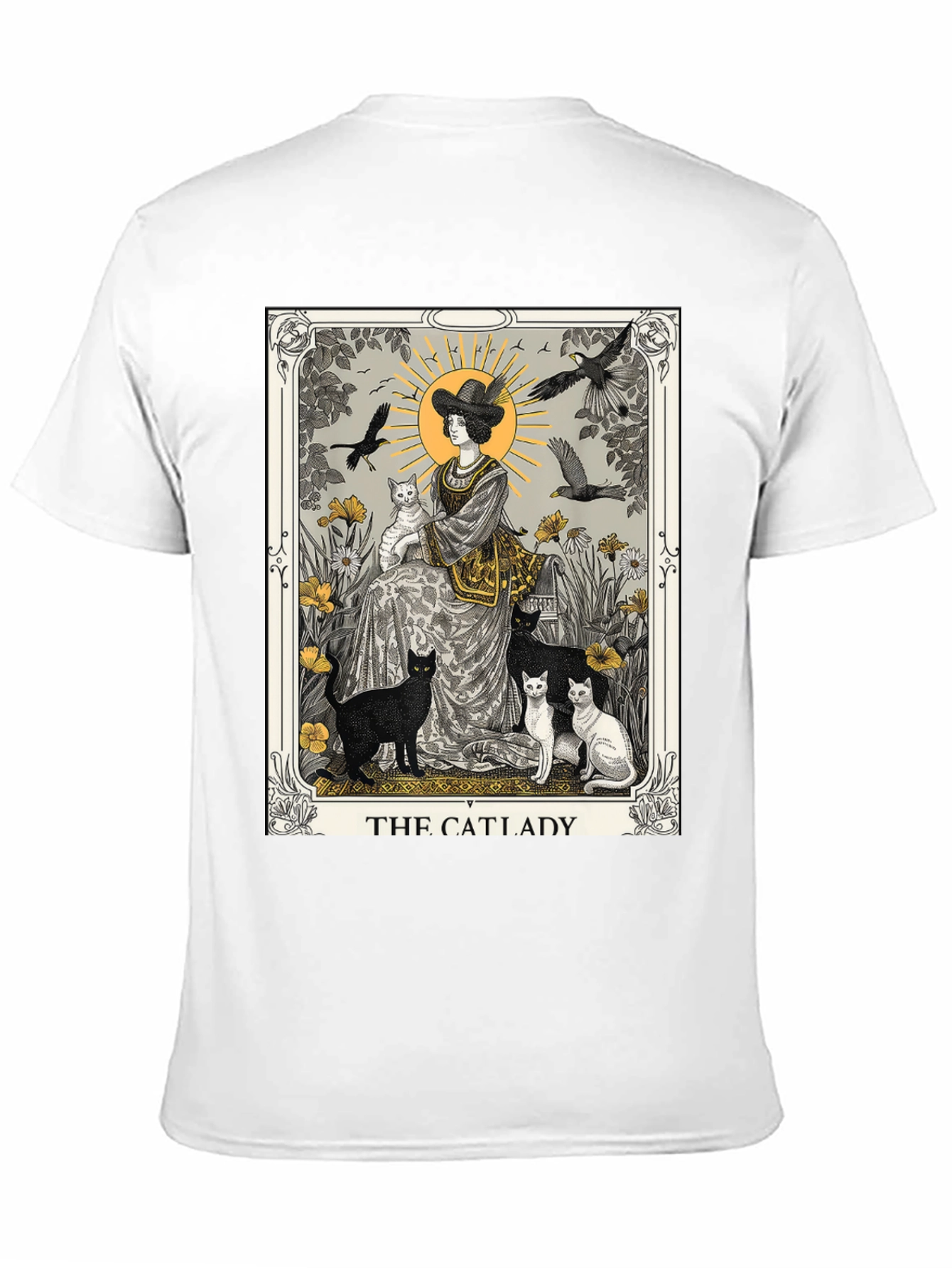 Black The Catlady Tarot Card T-Shirt - Unisex Graphic Tee view 11