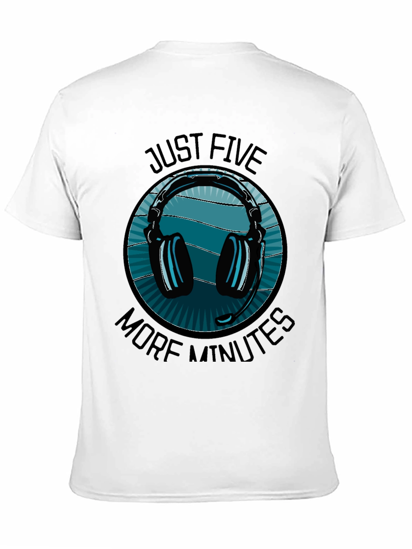 Black Just Five More Minutes Gaming Headset T-Shirt view 11