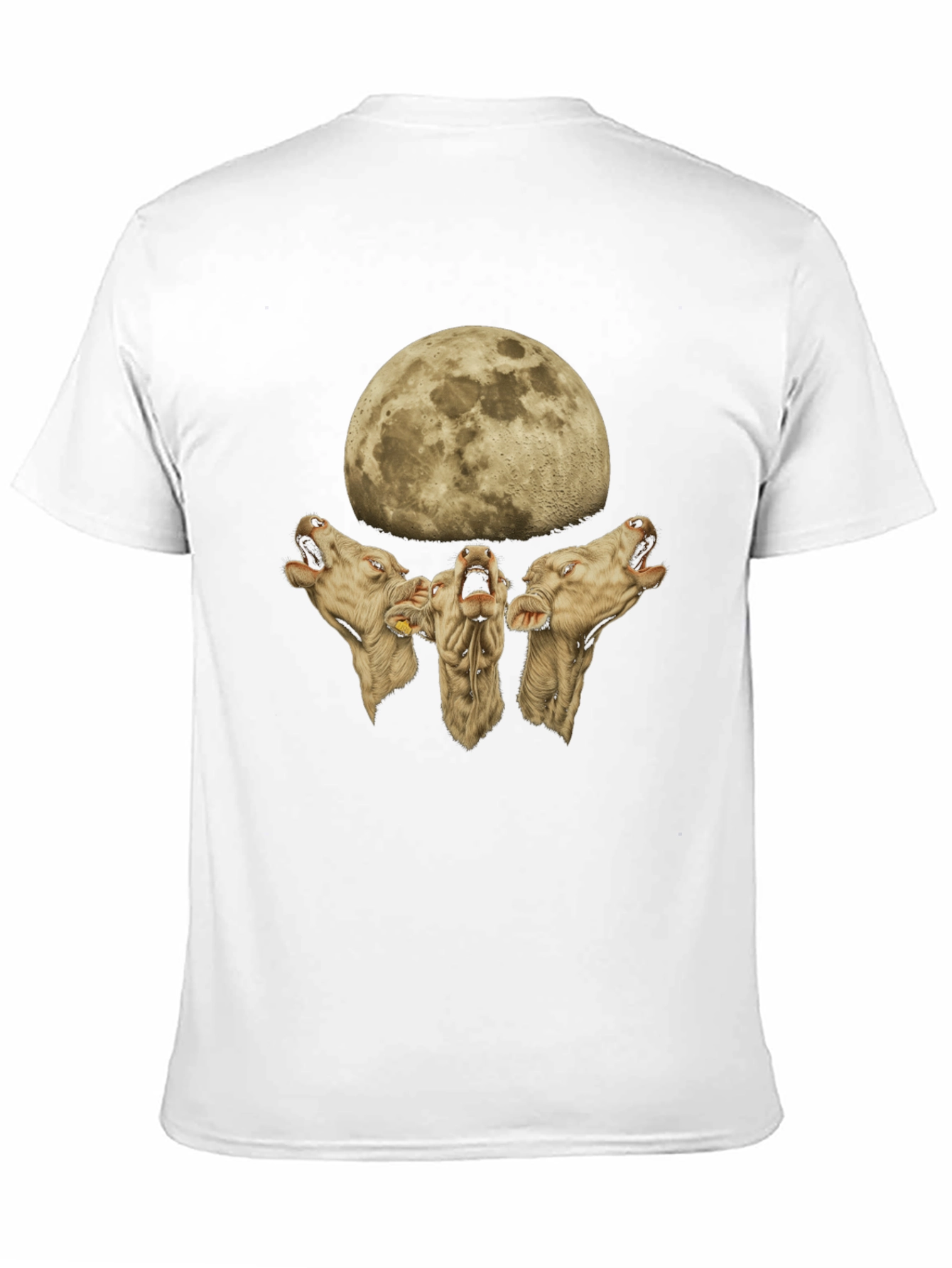 Cow Howl Moon Black T-Shirt Funny Tee - 11
