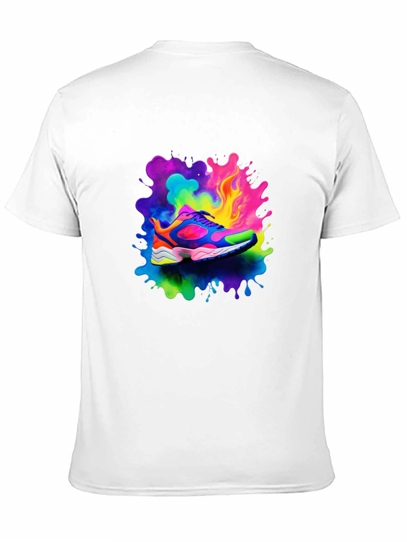 Black Men's Black T-Shirt with Colorful Shoe Design view 11