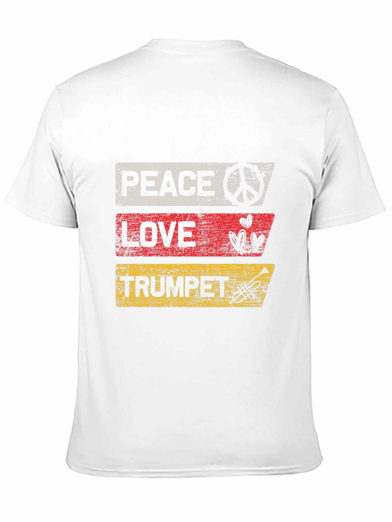 Black Peace Love Trumpet Black Graphic T-Shirt view 11
