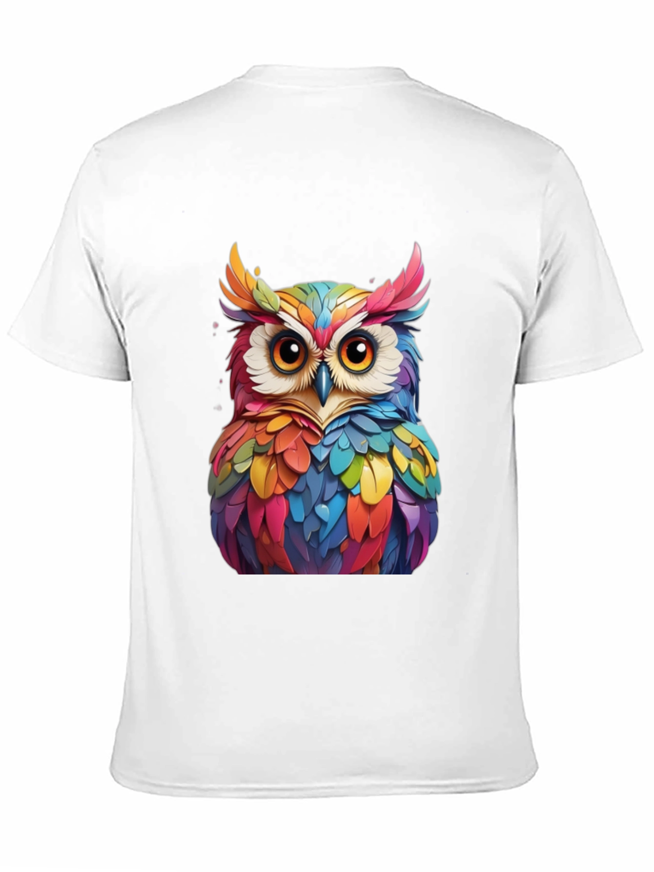 Black Colorful Owl Graphic Print Black T-Shirt view 11