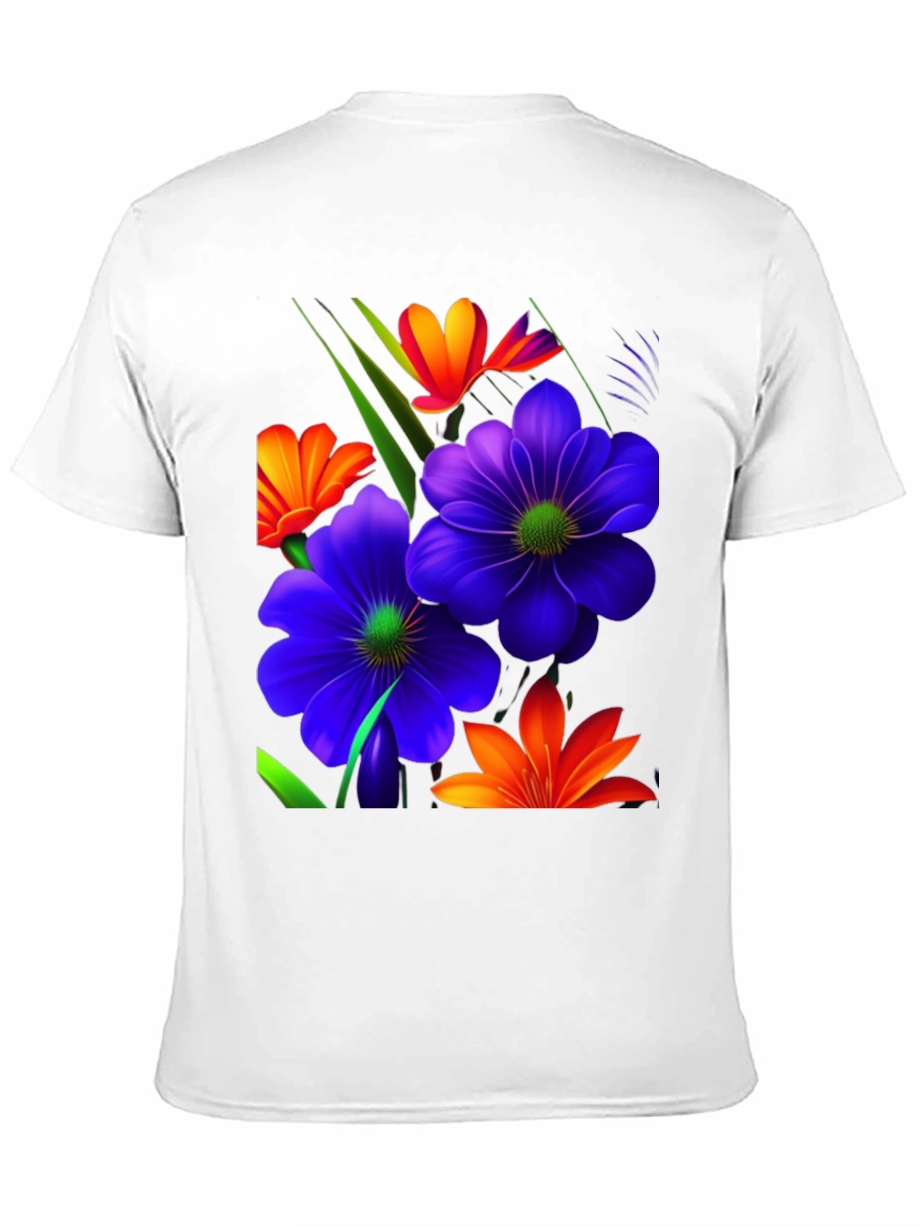 Black Floral Design T-Shirt - Bold & Vibrant view 11