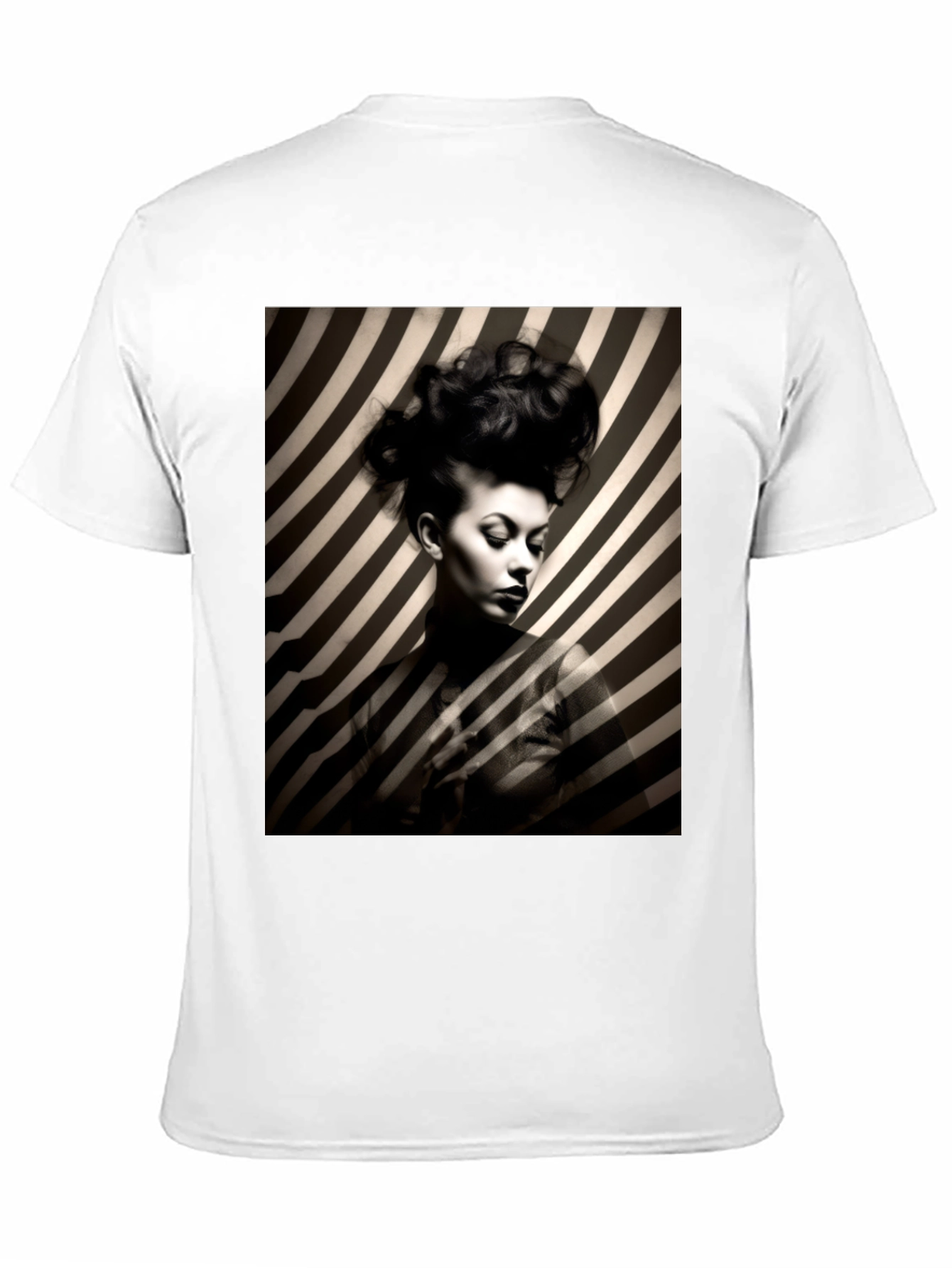 Black Striking Striped Portrait Graphic Tee - Bold Style view 11
