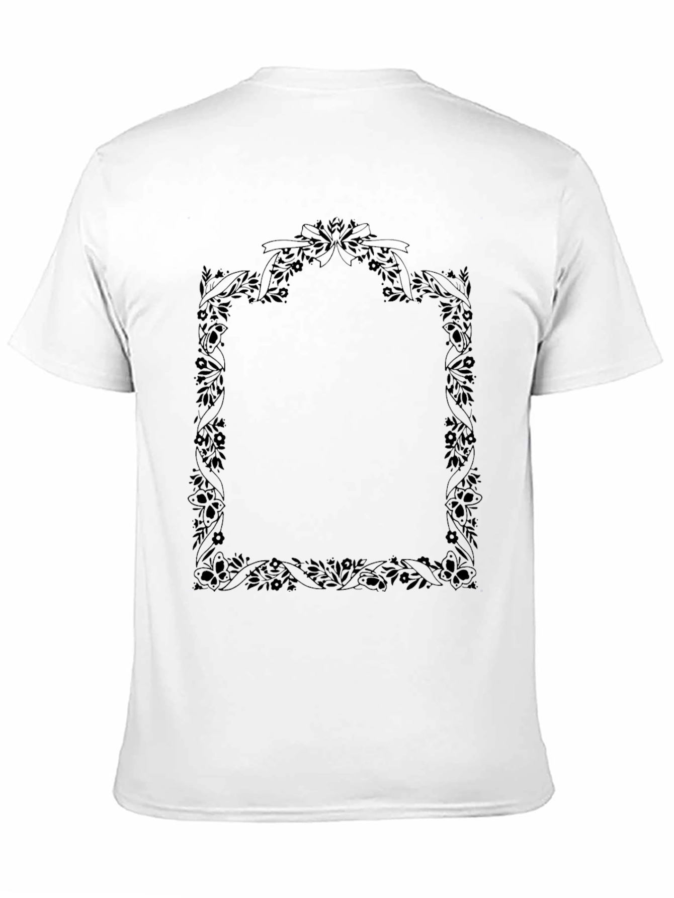 Black Floral Frame Black T-Shirt view 11