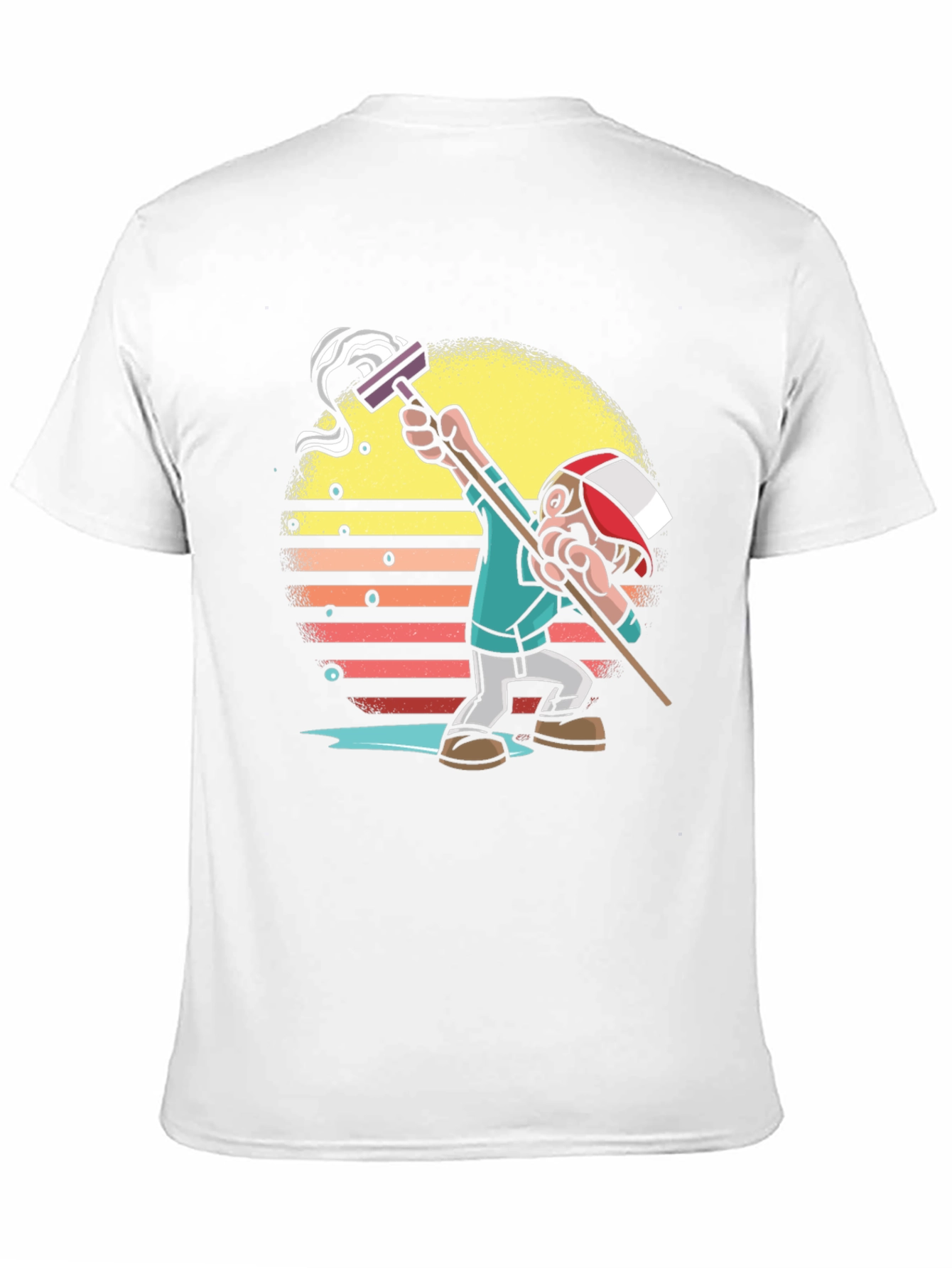 Black Retro Style Mop Cartoon Graphic T-Shirt view 11