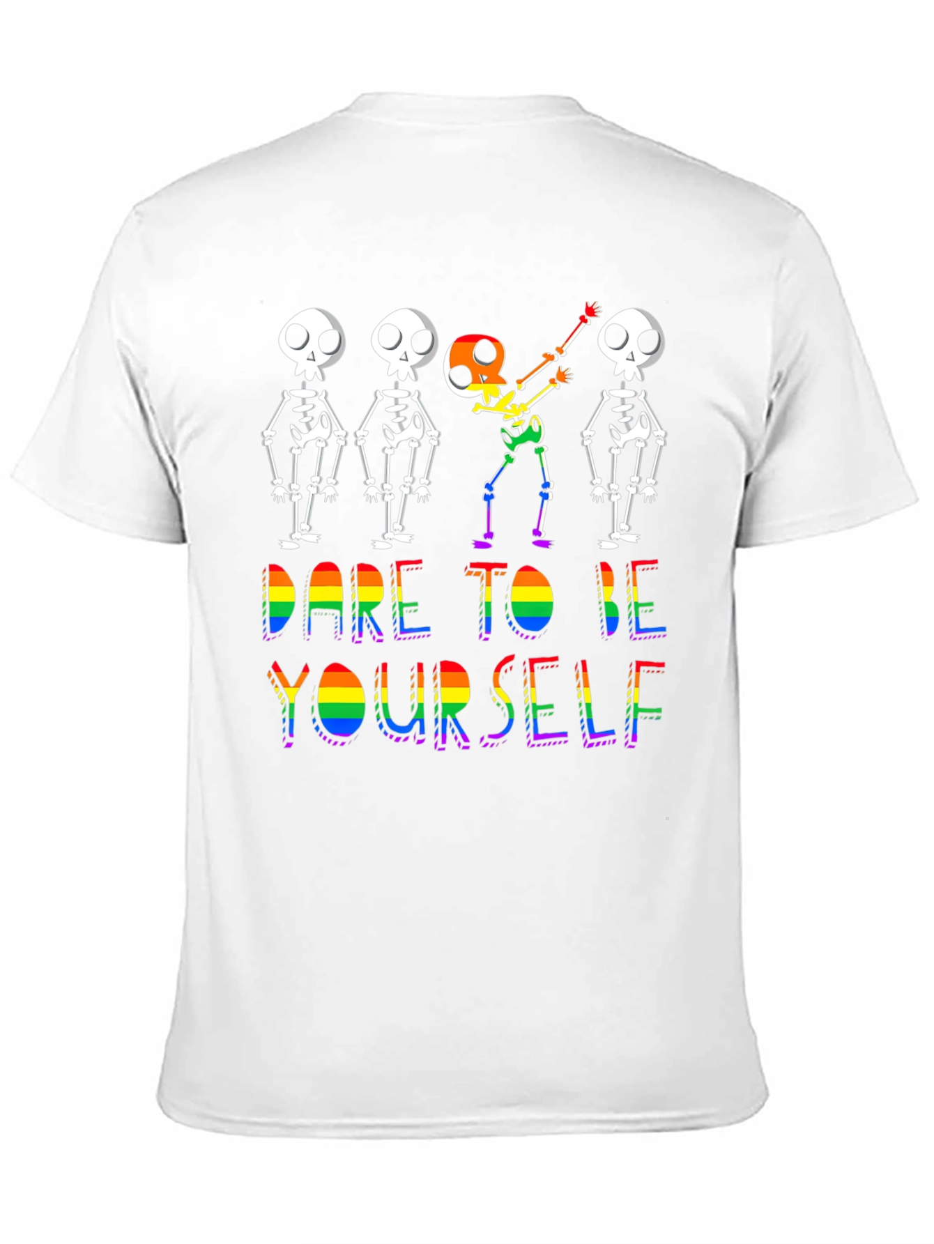 Black Dare To Be Yourself Skeleton Pride T-Shirt view 11