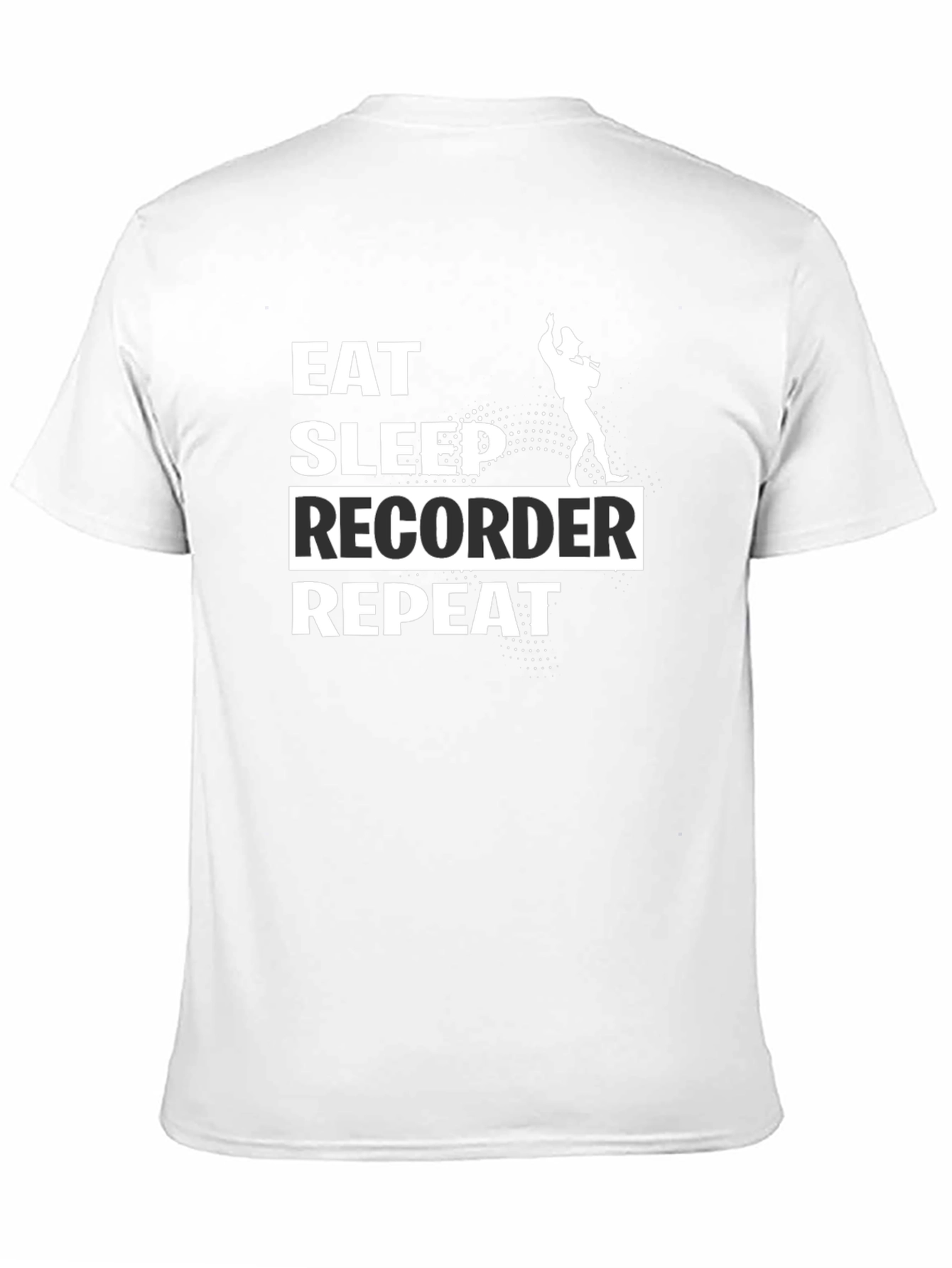 Black Eat Sleep Recorder Repeat Black T-Shirt view 11