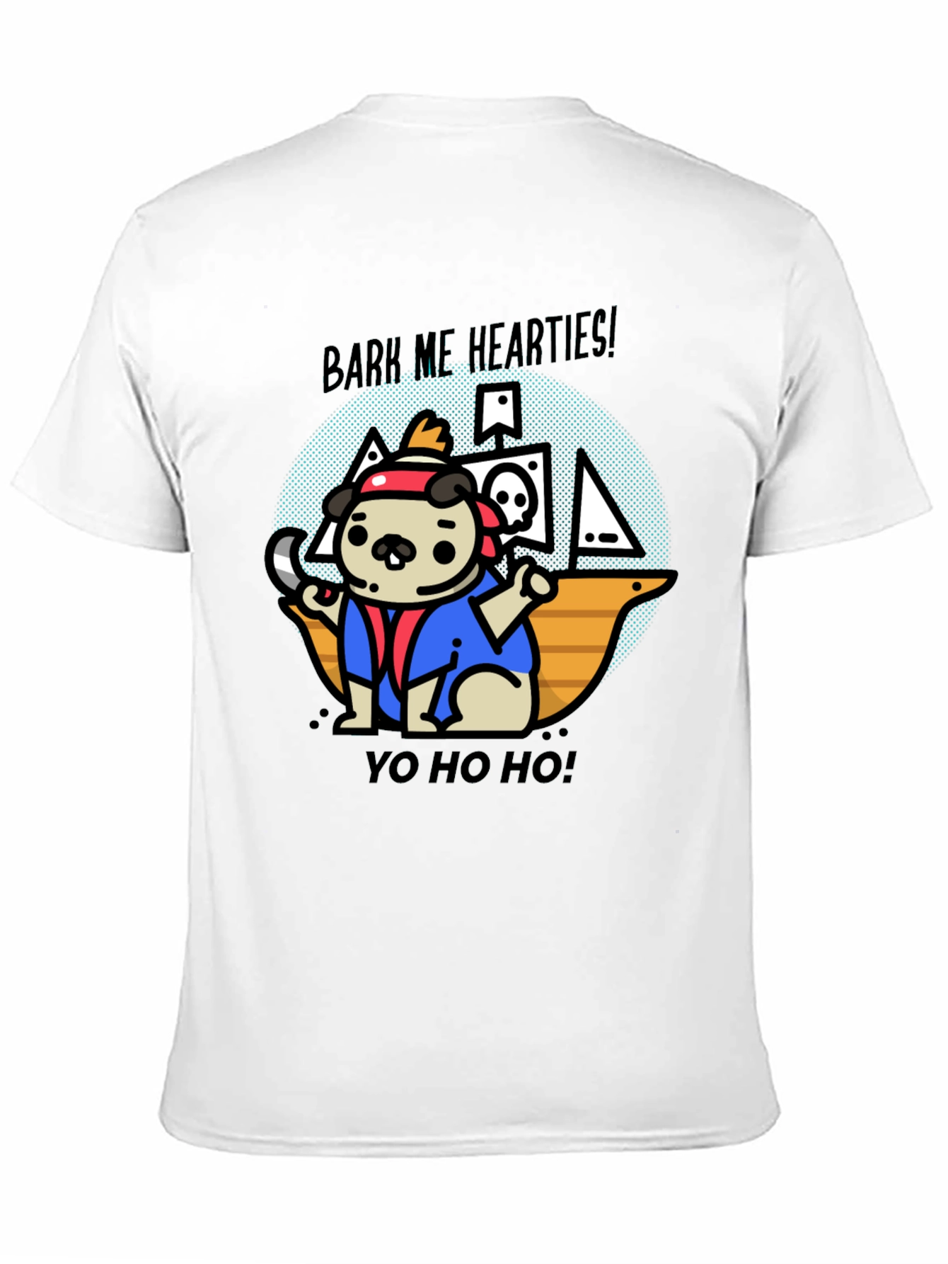 Black Pirate Pug T-Shirt - Bark Me Hearties! view 11