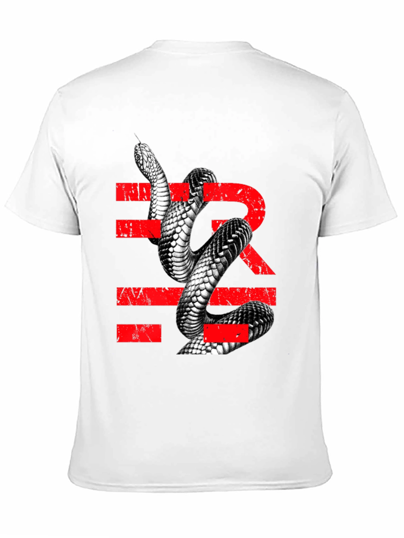 Black Snake Graphic Tee - Men's Black T-Shirt with Reptile Print view 11