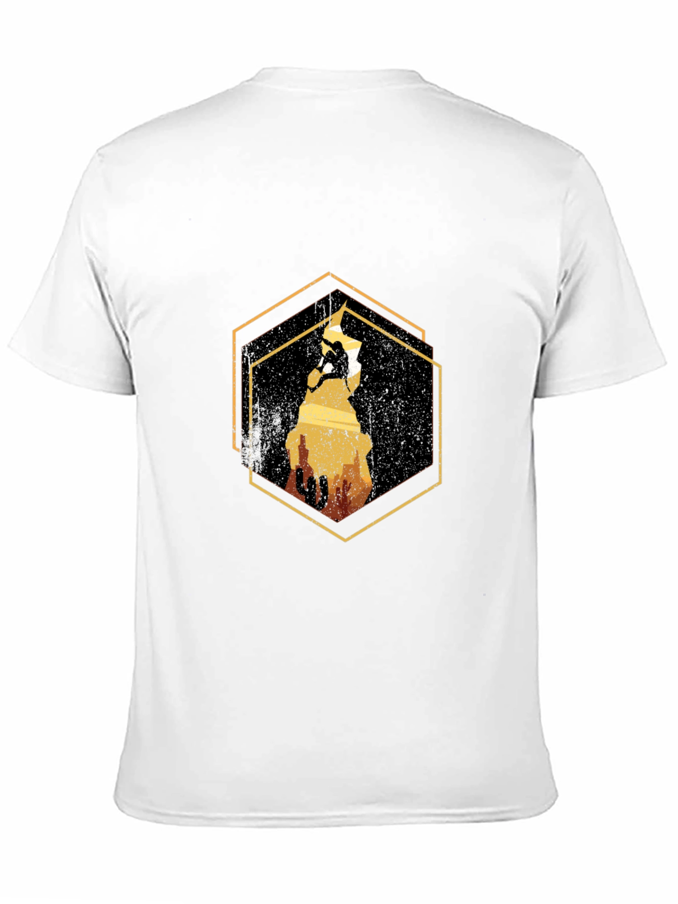 Black Climbing Graphic Tee - Hexagon Art - Black Cotton Shirt view 11