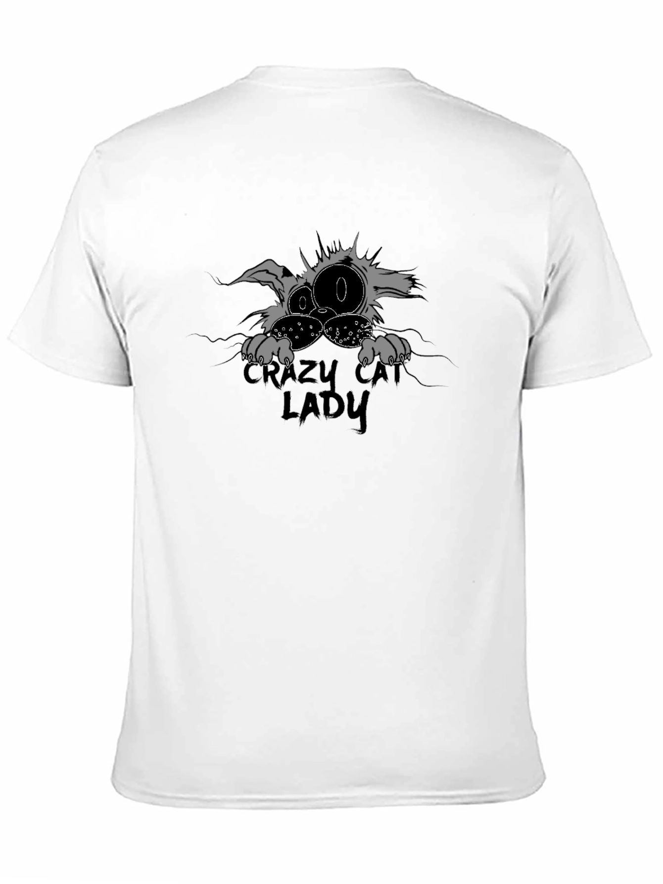 Black Crazy Cat Lady T-Shirt - Black Crew Neck Tee view 11