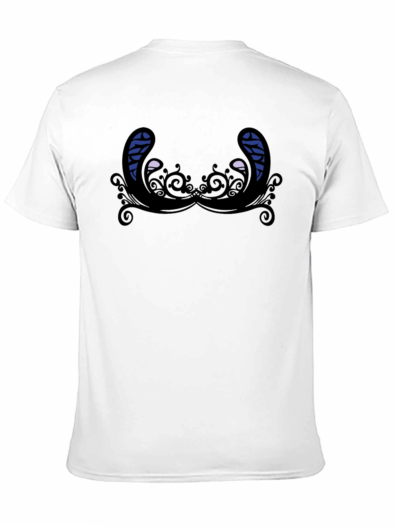 Black Novelty Graphic T-Shirt - Quirky Mustache Design, Black Tee view 11
