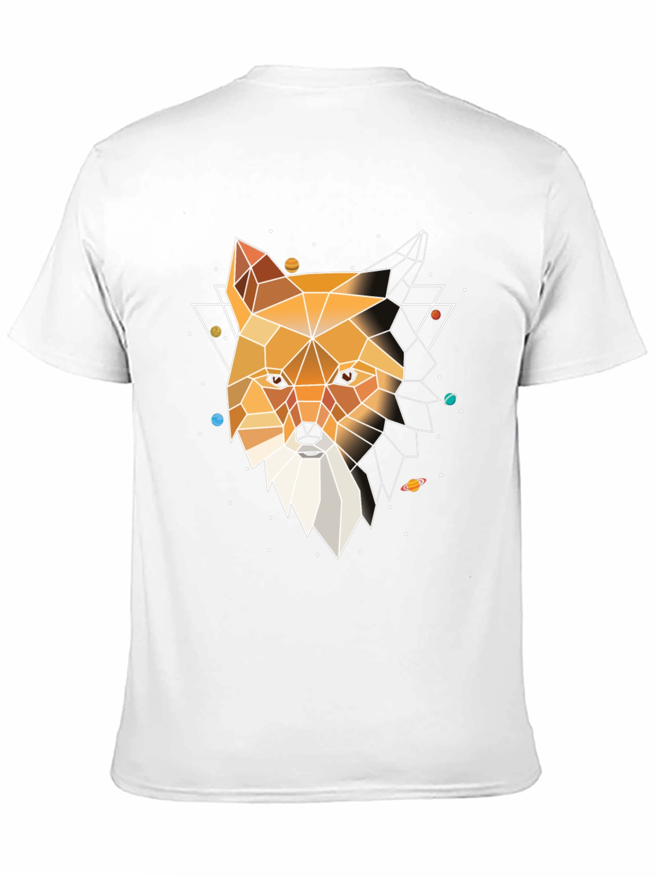 Black Geometric Fox Head Graphic Tee - Modern Black T-Shirt view 11