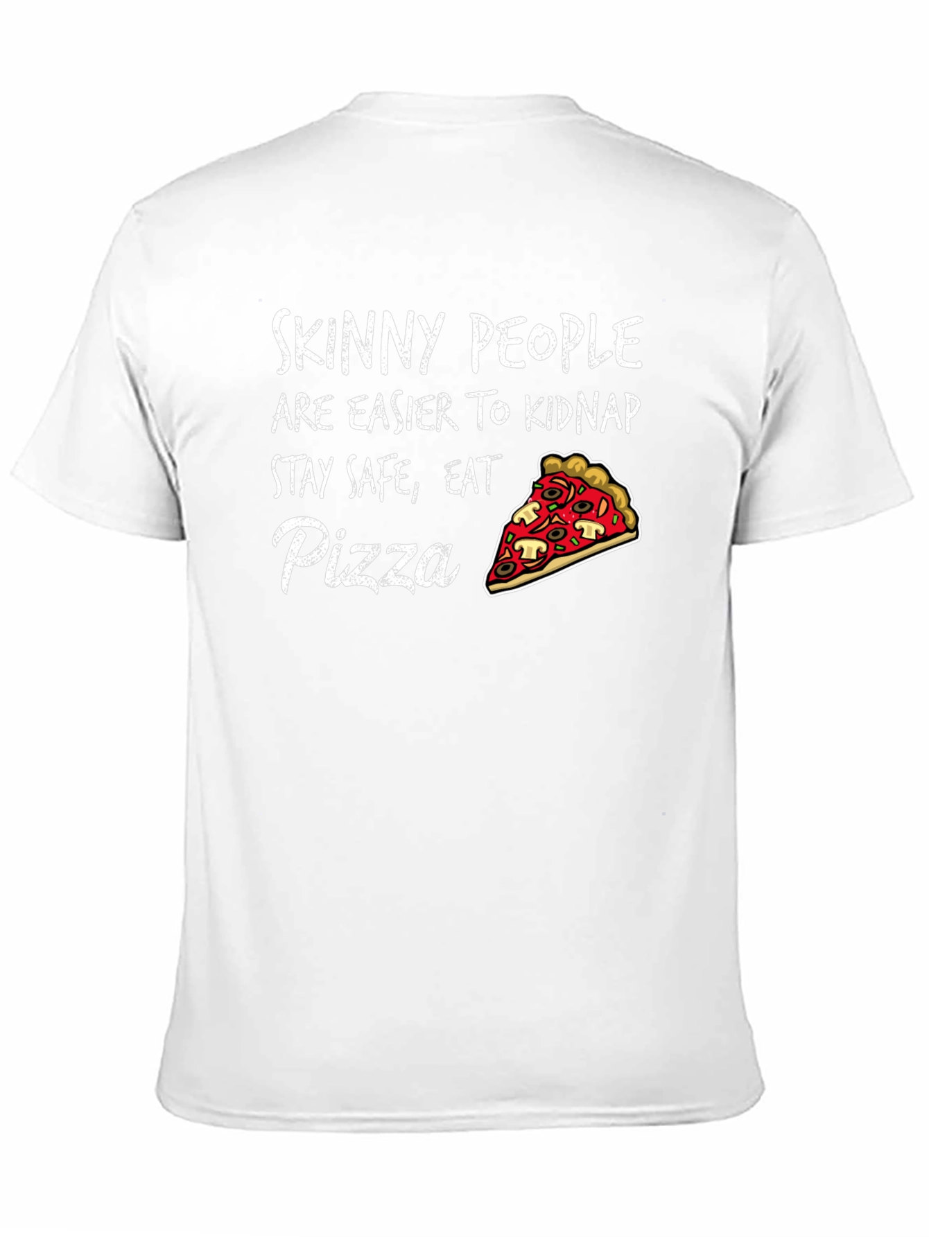 Black Skinny People Pizza Graphic Tee - Eat Pizza Stay Safe T-Shirt view 11
