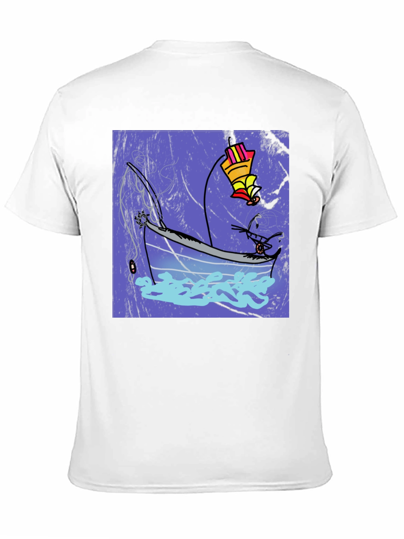 Black Fishing Boat Graphic Tee - Cool Artistic Design view 11