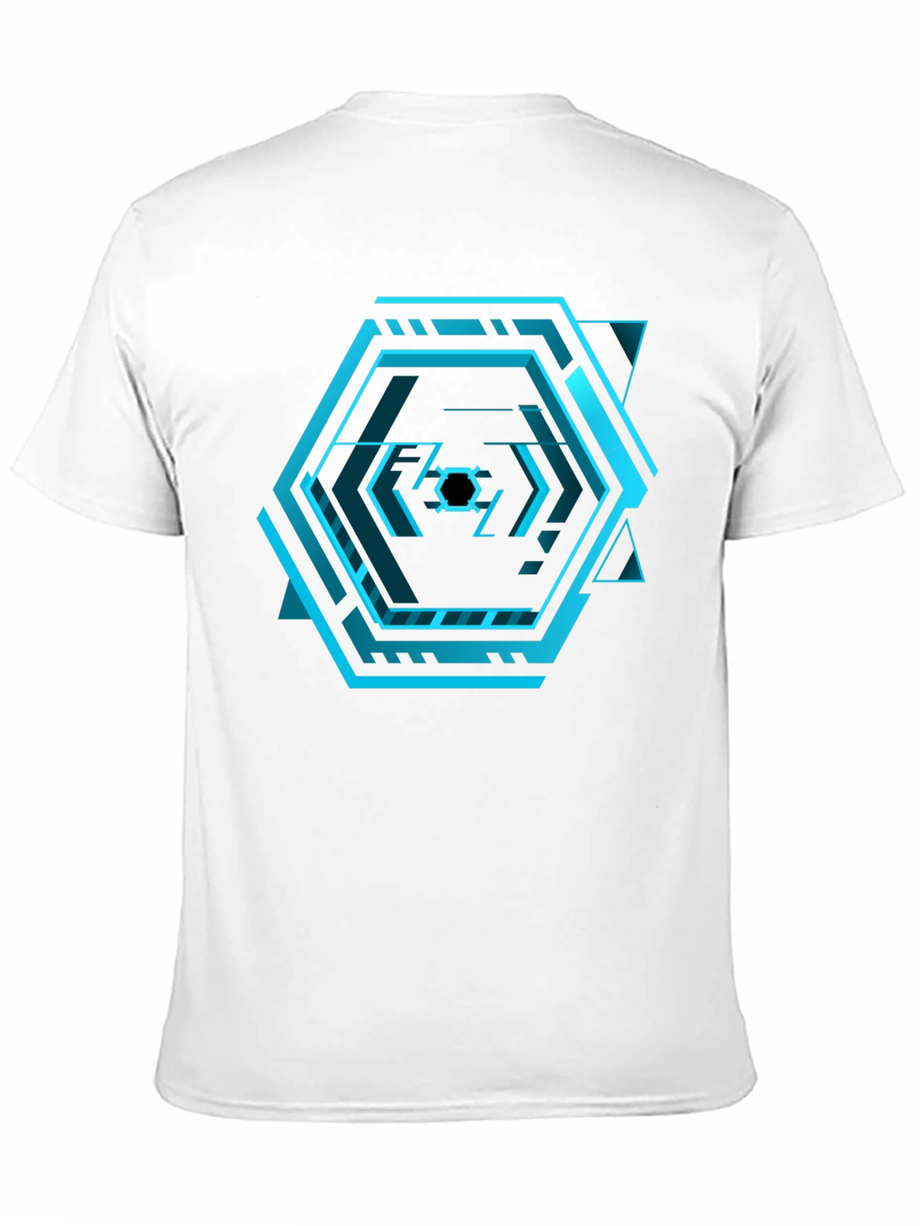 Black Cyberpunk Hexagon Black T-Shirt - Futuristic Design view 11